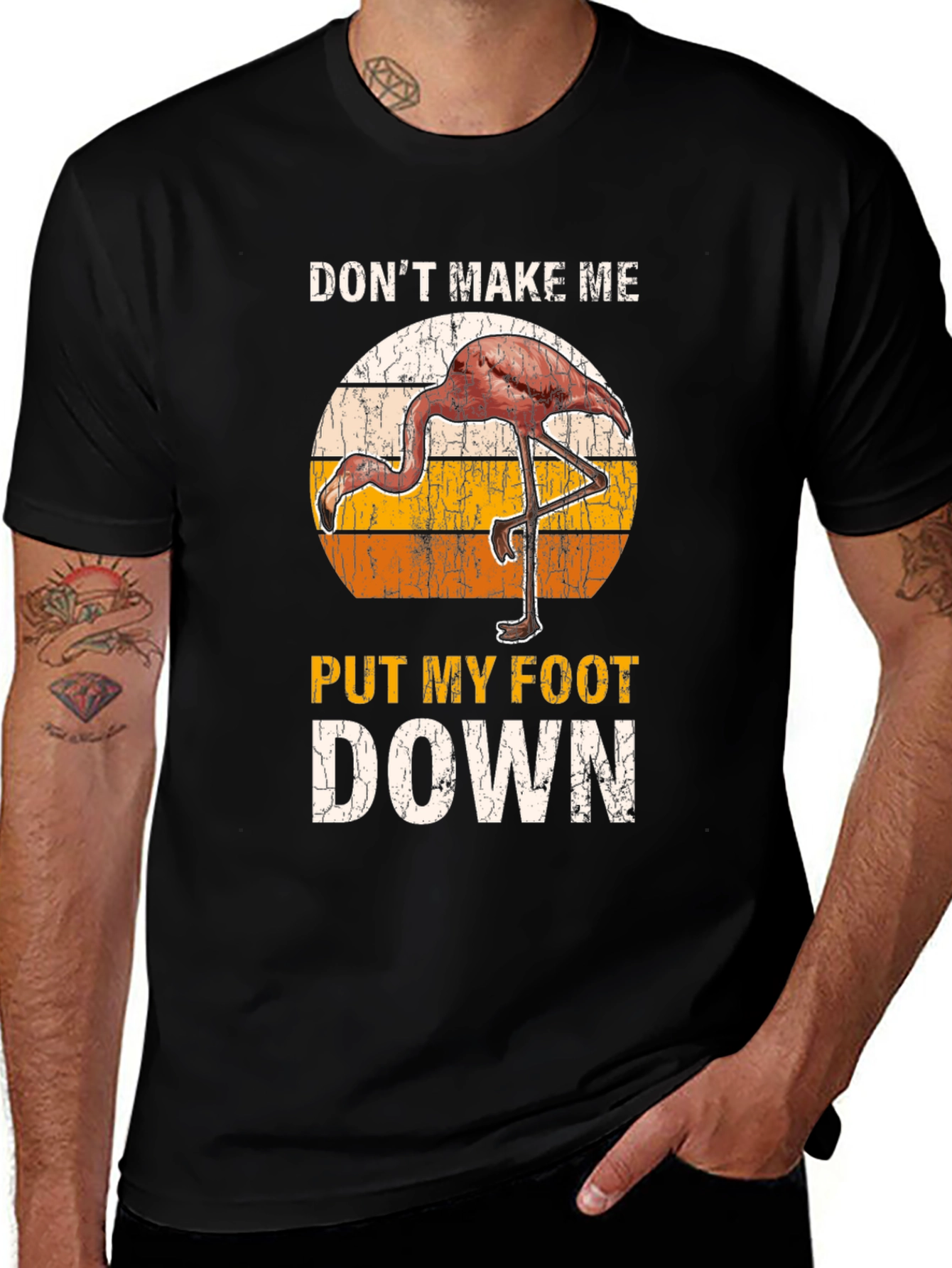 Variant 8 of Don't Make Me Put My Foot Down Flamingo Graphic Tee
