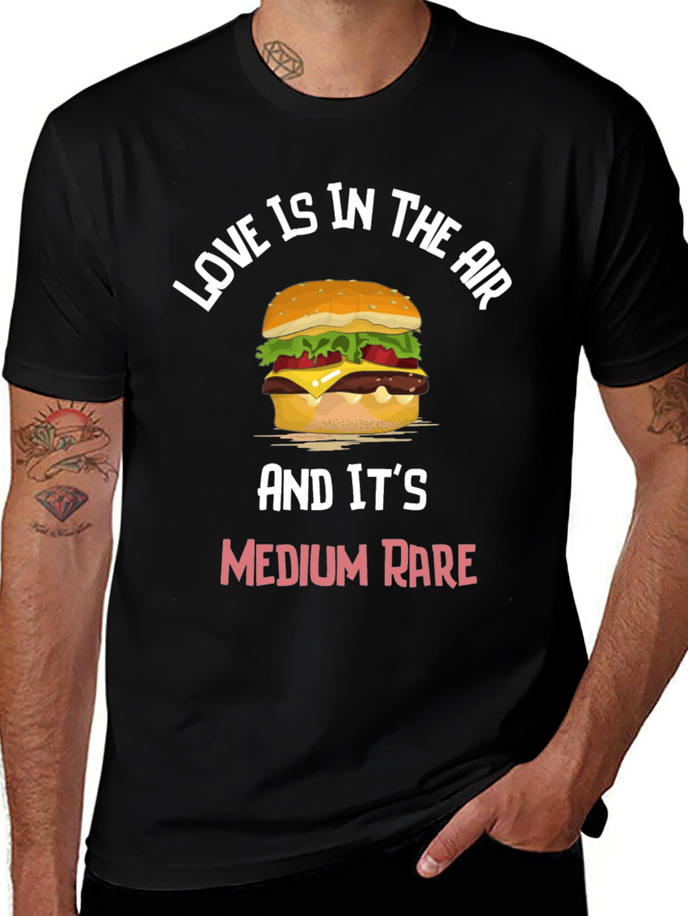 Variant 26 of Love Is In The Air Medium Rare Burger Graphic Tee