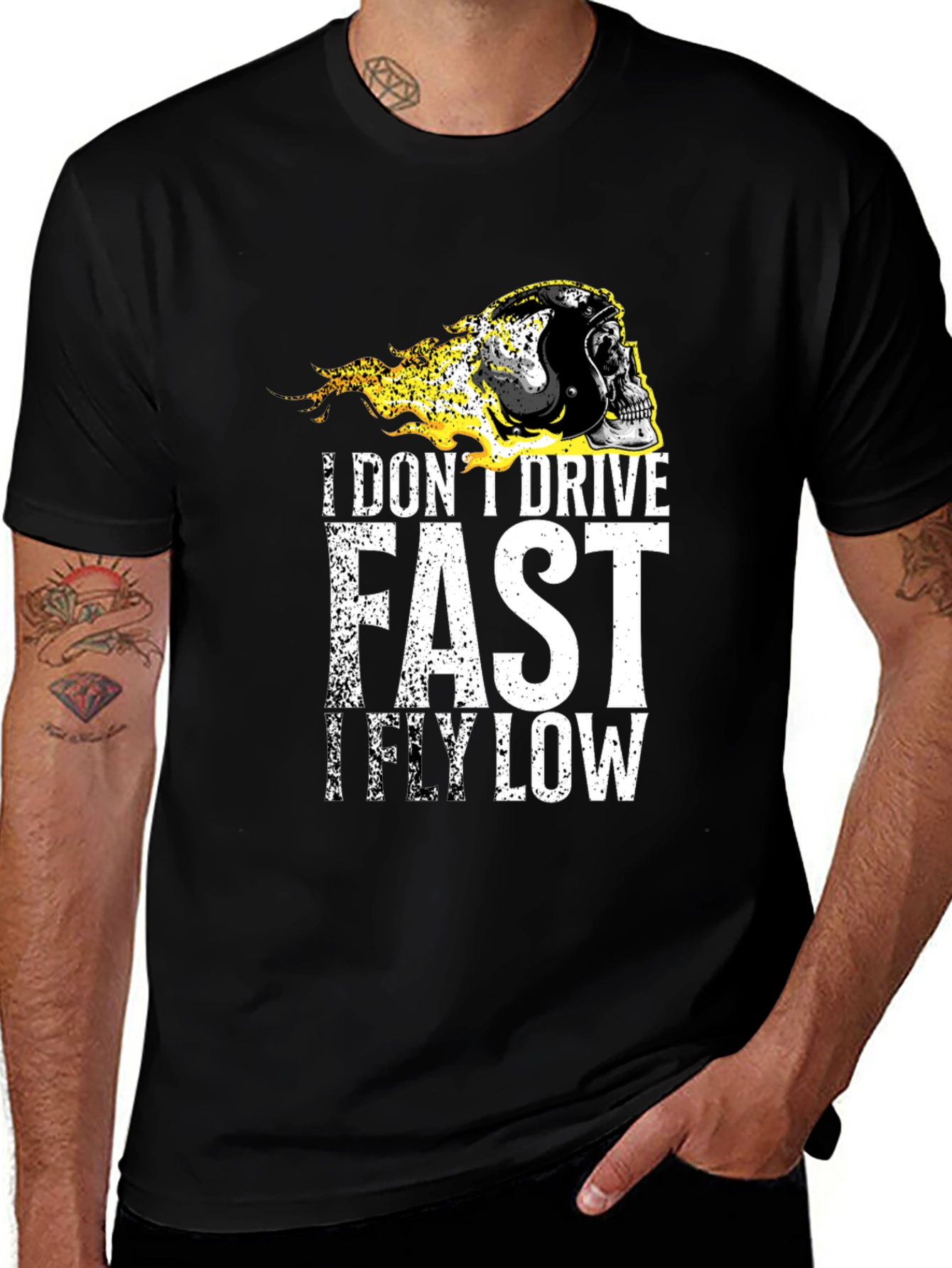 Variant 3 of I Don't Drive Fast I Fly Low Biker T-Shirt