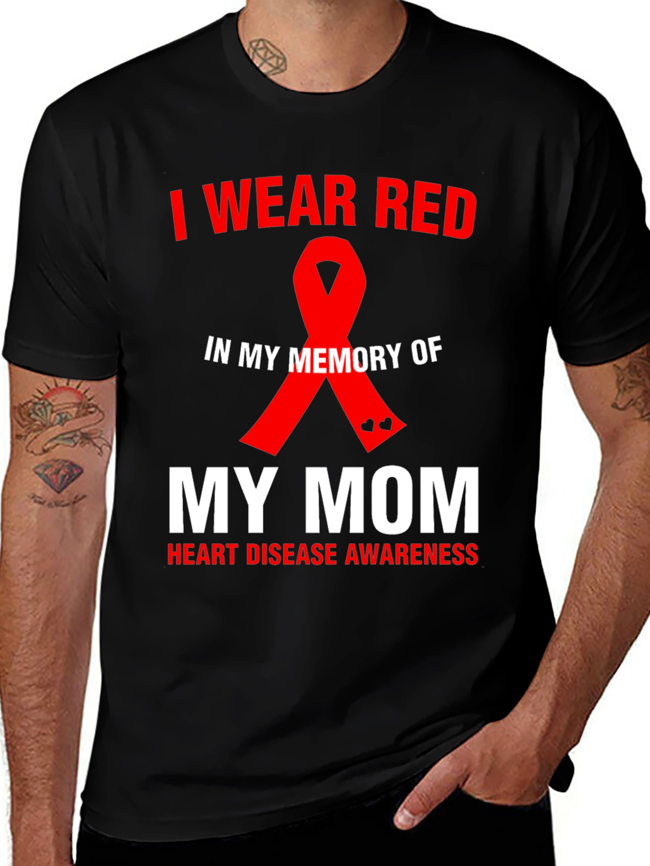 Variant 17 of I Wear Red In Memory Of My Mom Heart Disease Awareness T-Shirt