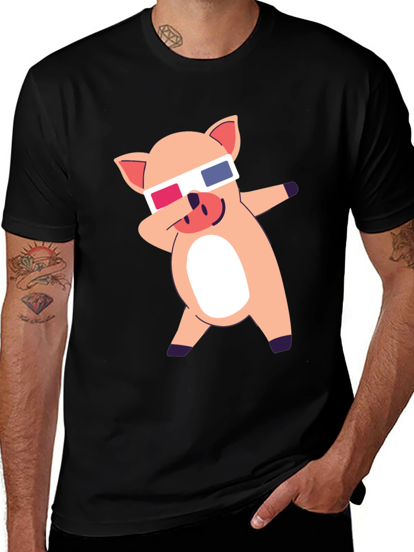 Variant 5 of Dabbing Pig Graphic Tee - Novelty T-Shirt