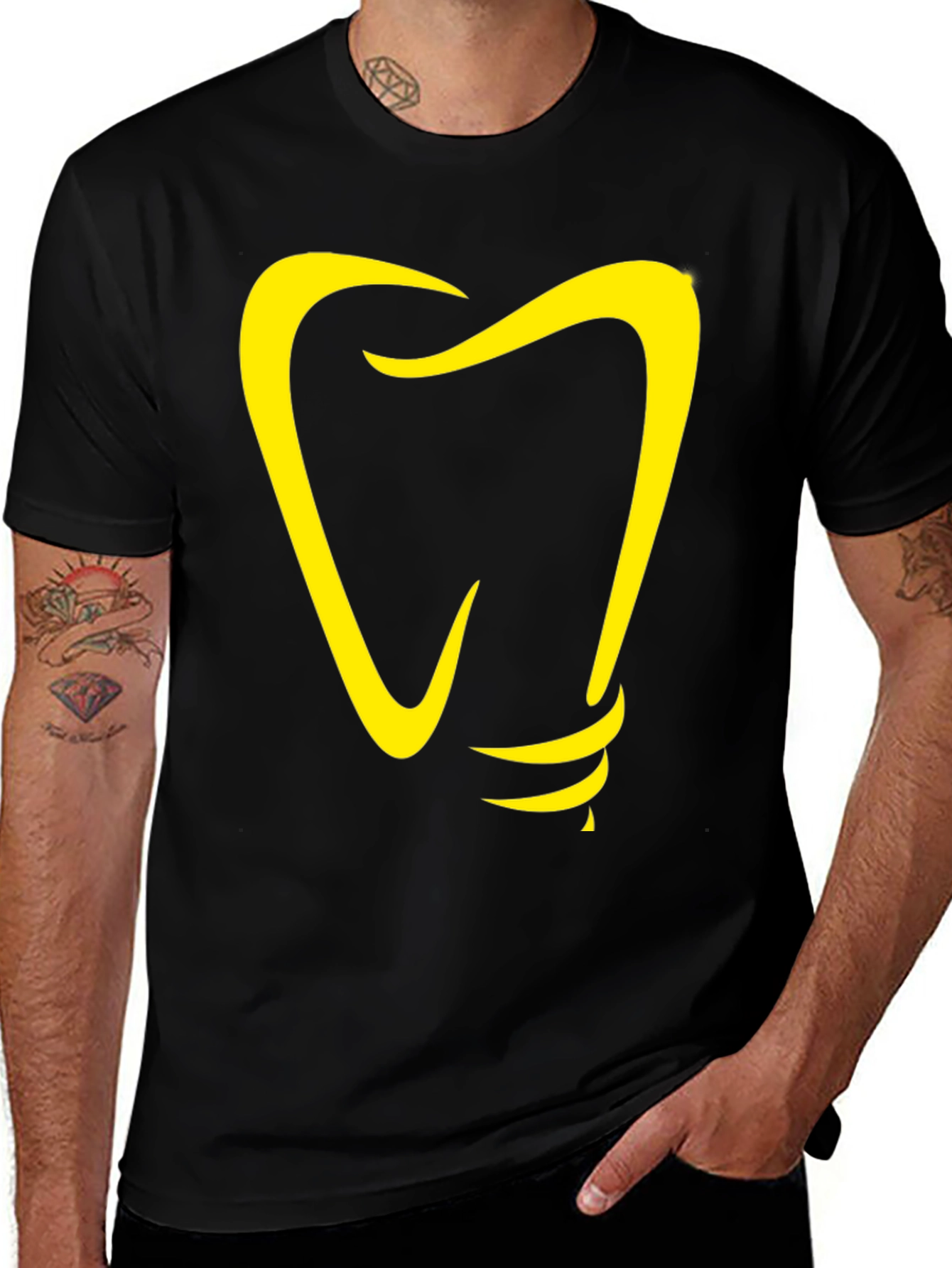 Variant 18 of Dentist Approved: Yellow Tooth Graphic T-Shirt - Black
