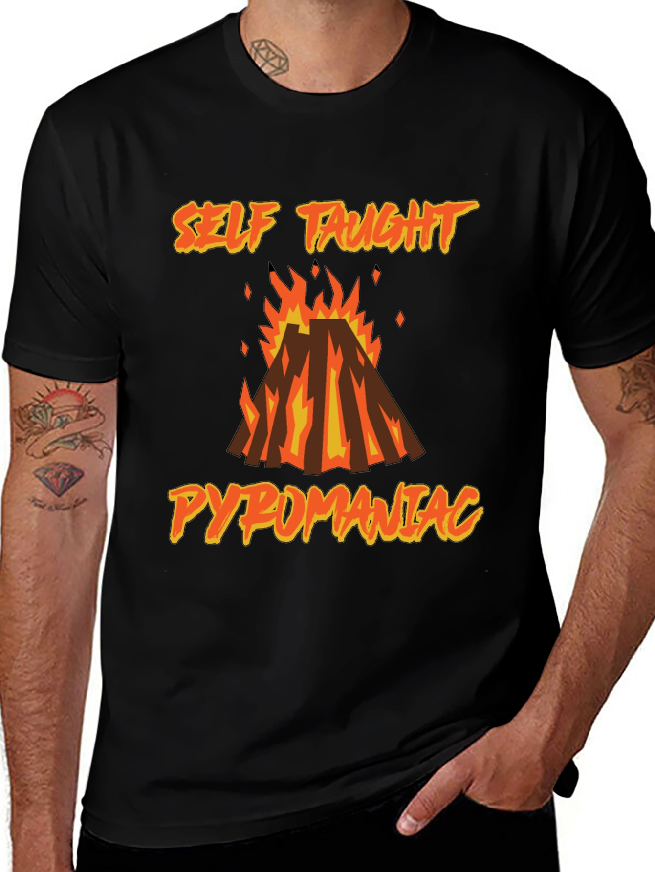 Self Taught Pyromaniac T-Shirt - Bold Graphic Tee