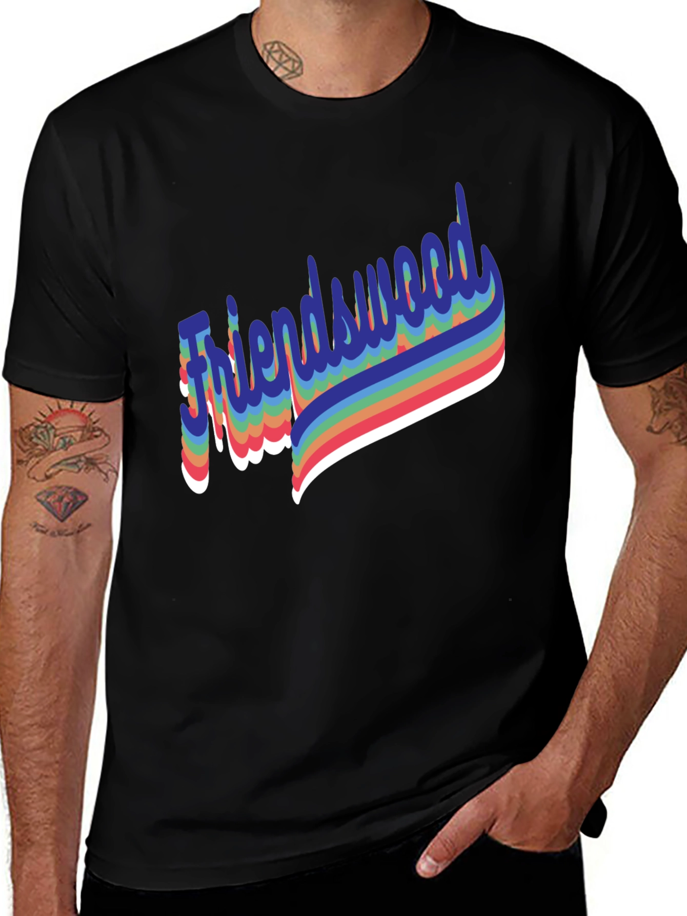Variant 16 of Friendswood Rainbow Retro T-Shirt