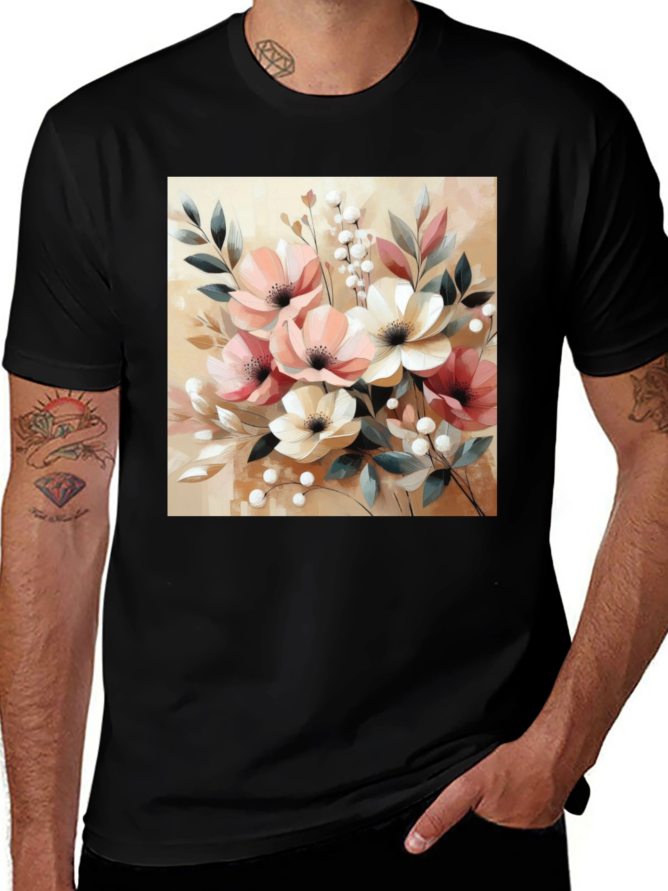 Variant 27 of Floral Print Crew Neck T-Shirt - Stylish and Comfortable