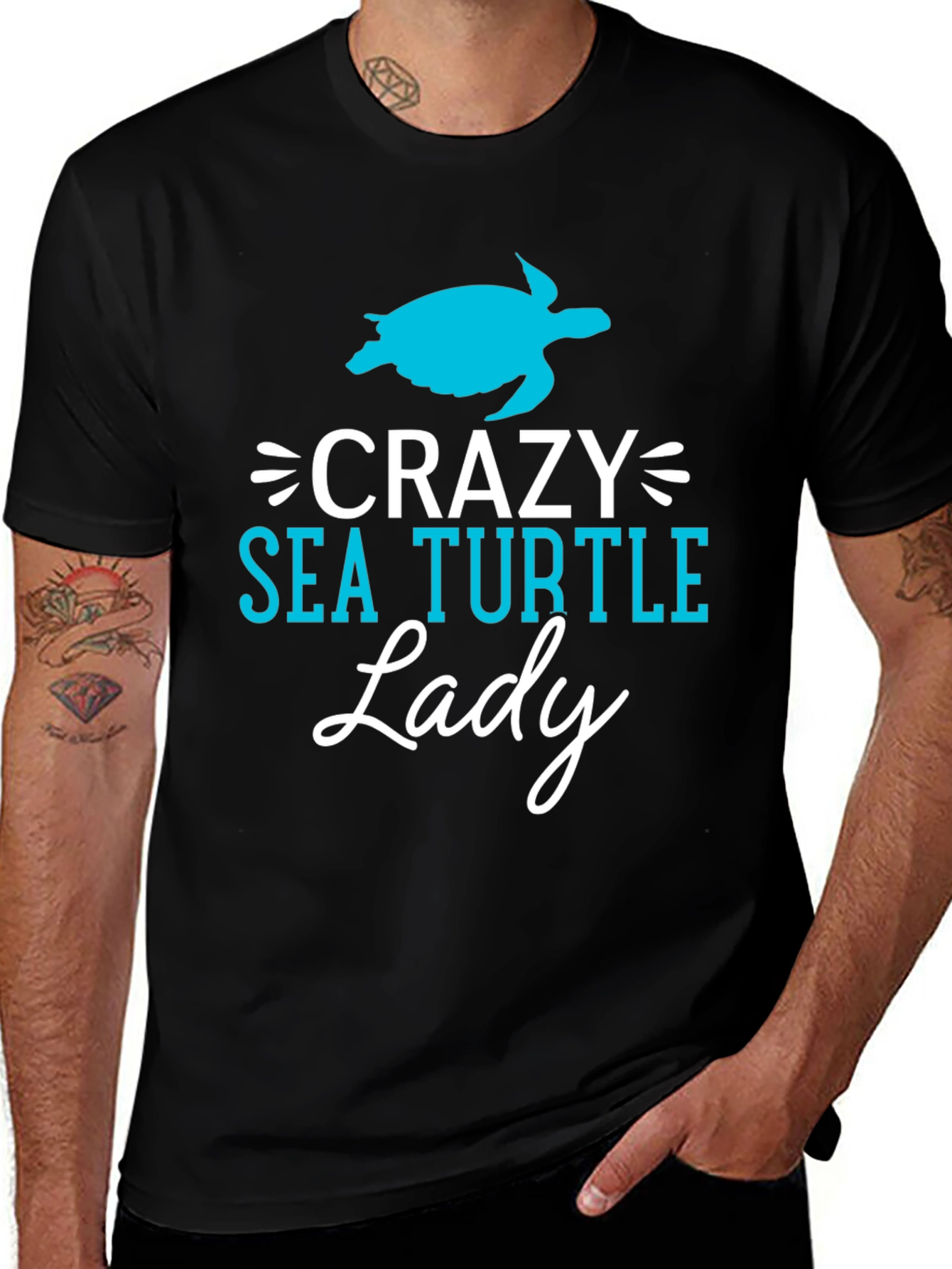 Variant 26 of Crazy Sea Turtle Lady T-Shirt - Novelty Tee