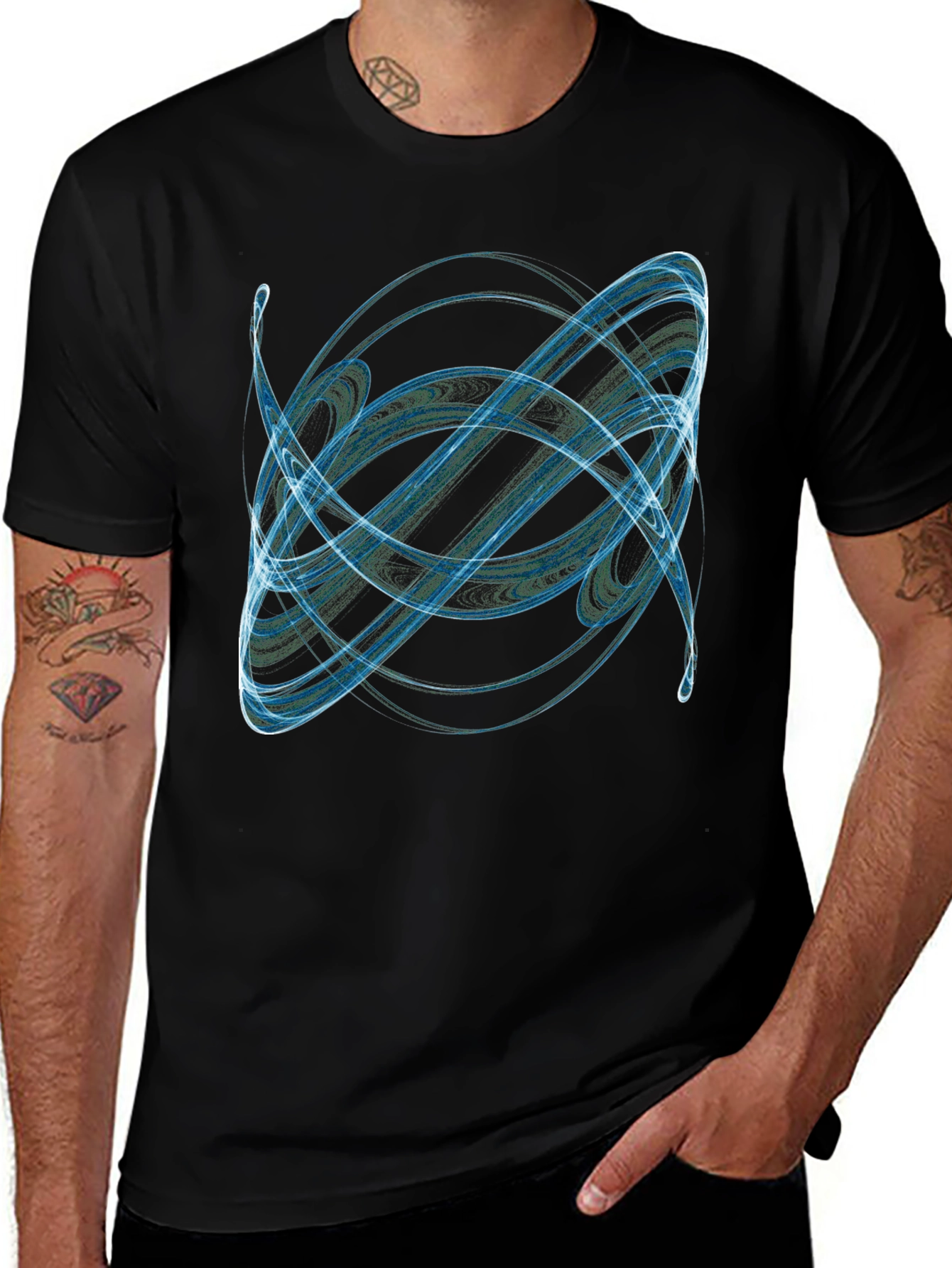 Variant 4 of Abstract Swirl Graphic Tee - Men's Black T-Shirt