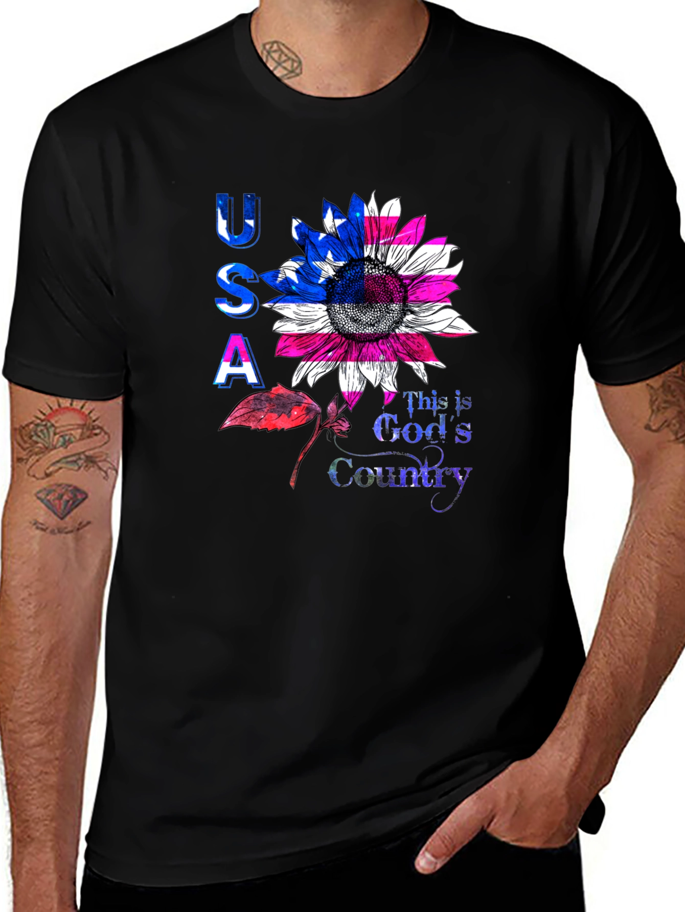 Variant 7 of USA Sunflower Graphic T-Shirt - Patriotic Pride