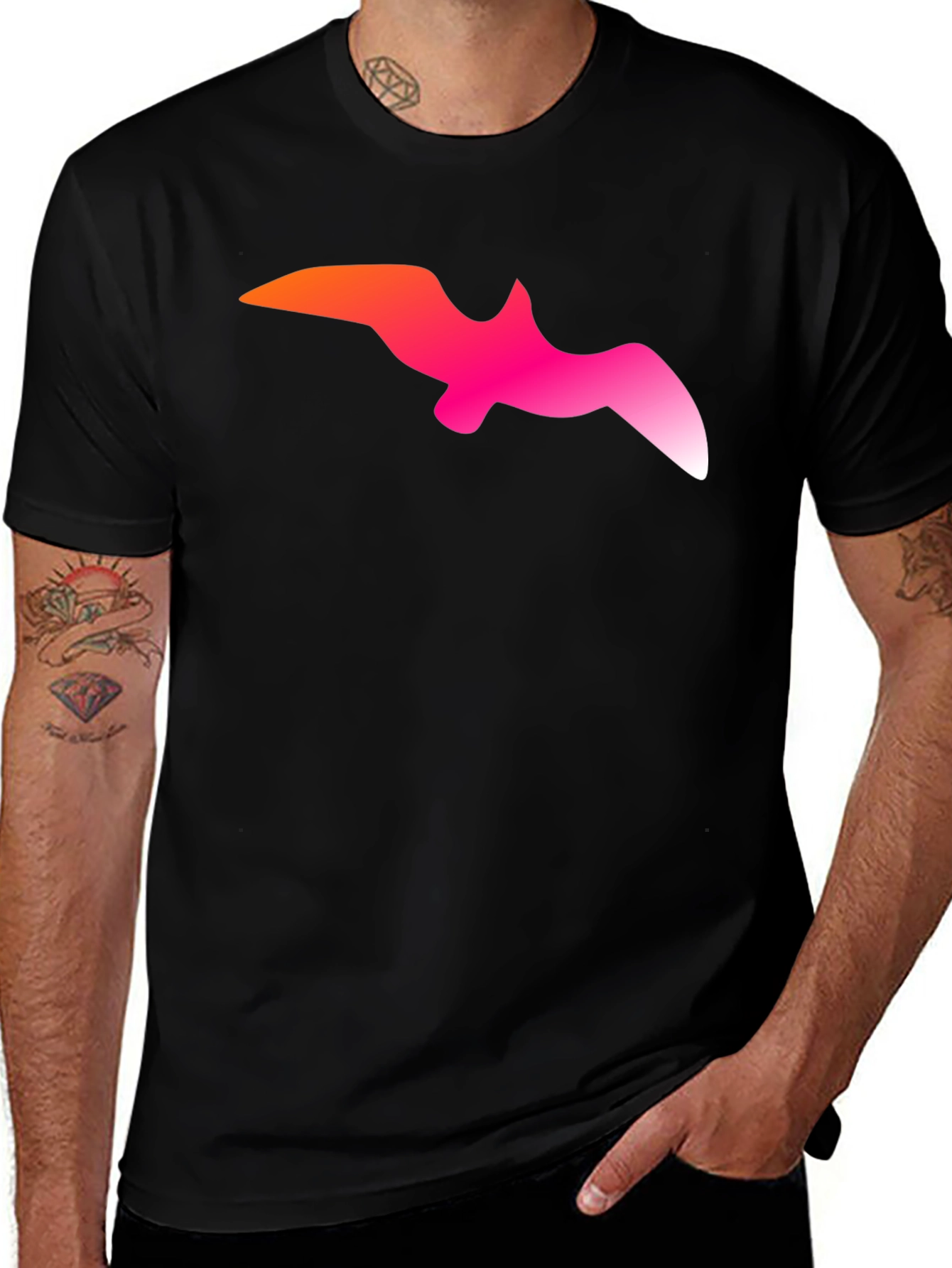 Variant 15 of Gradient Bird Graphic Black T-Shirt