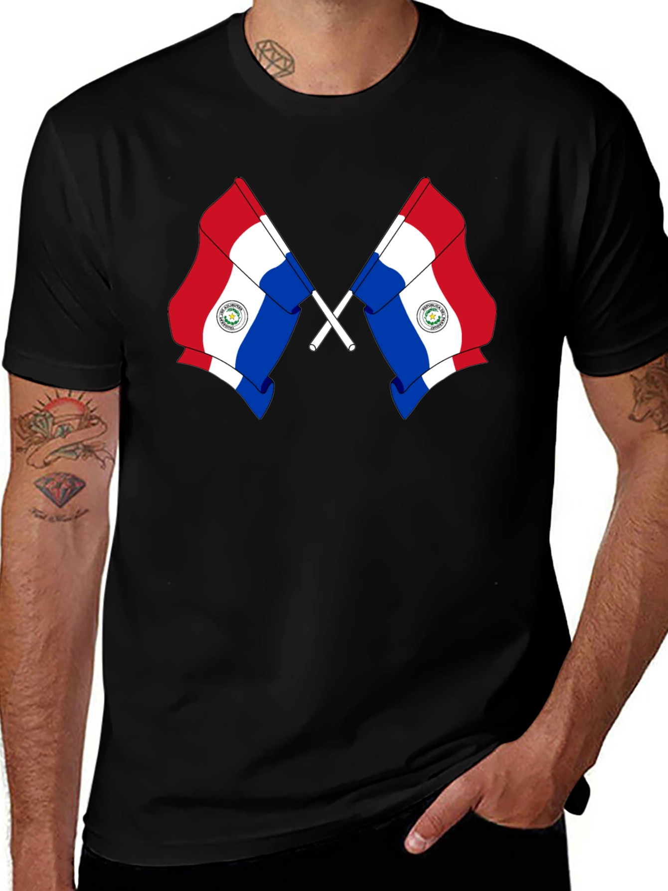 Paraguay Flag Graphic Tee - Black