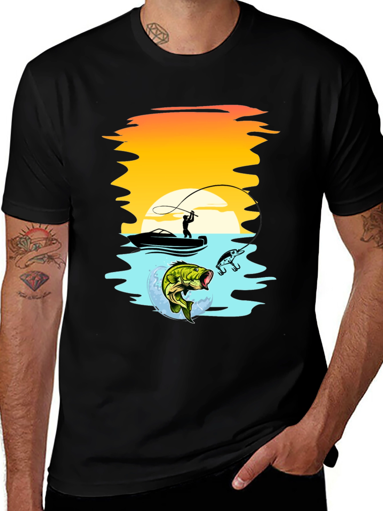 Variant 22 of Fishing Graphic T-Shirt - Bass Catch Design