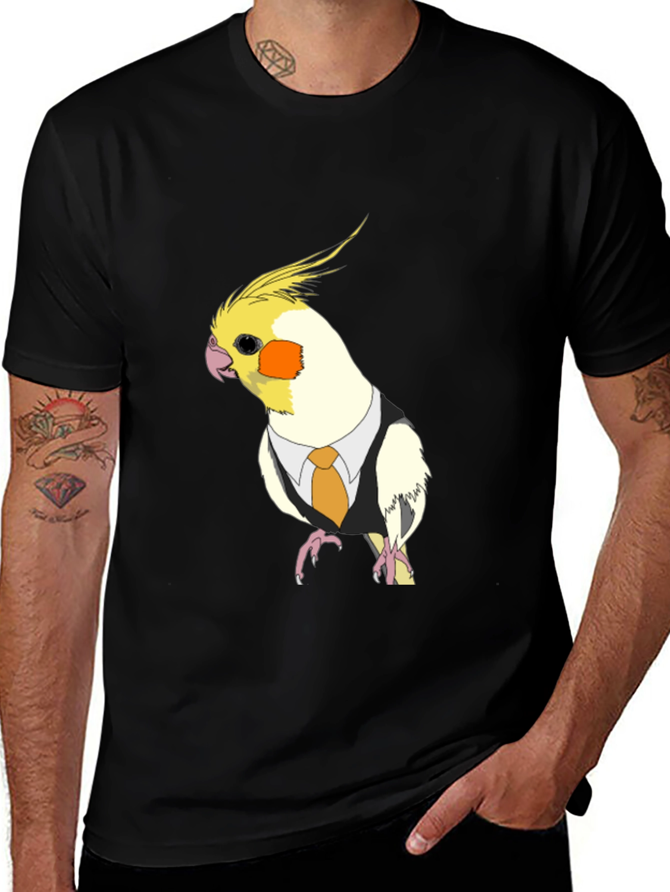 Variant 15 of Cockatiel in Suit T-Shirt - Funny Bird Tee