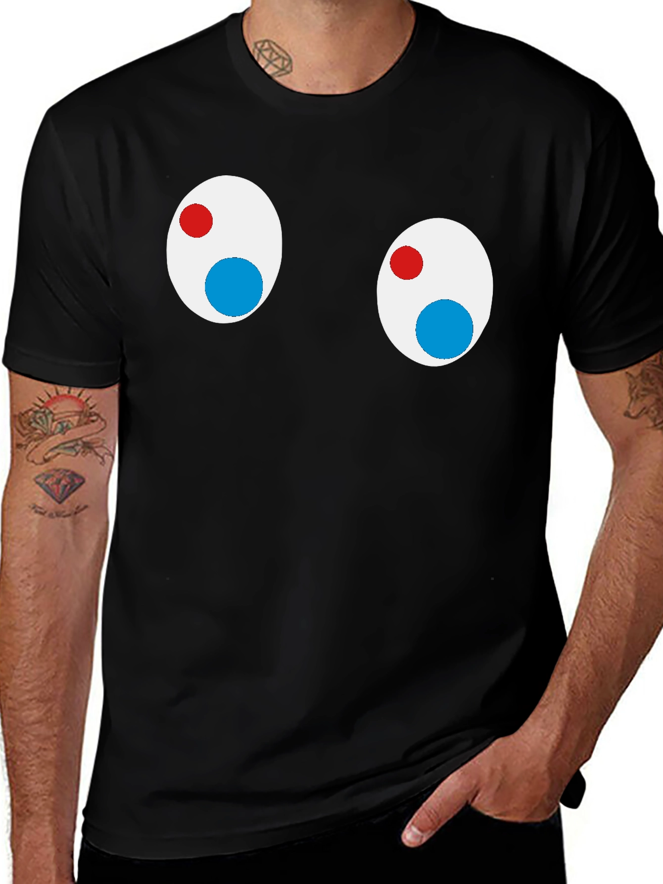 Variant 20 of Funny Googly Eyes Black T-Shirt