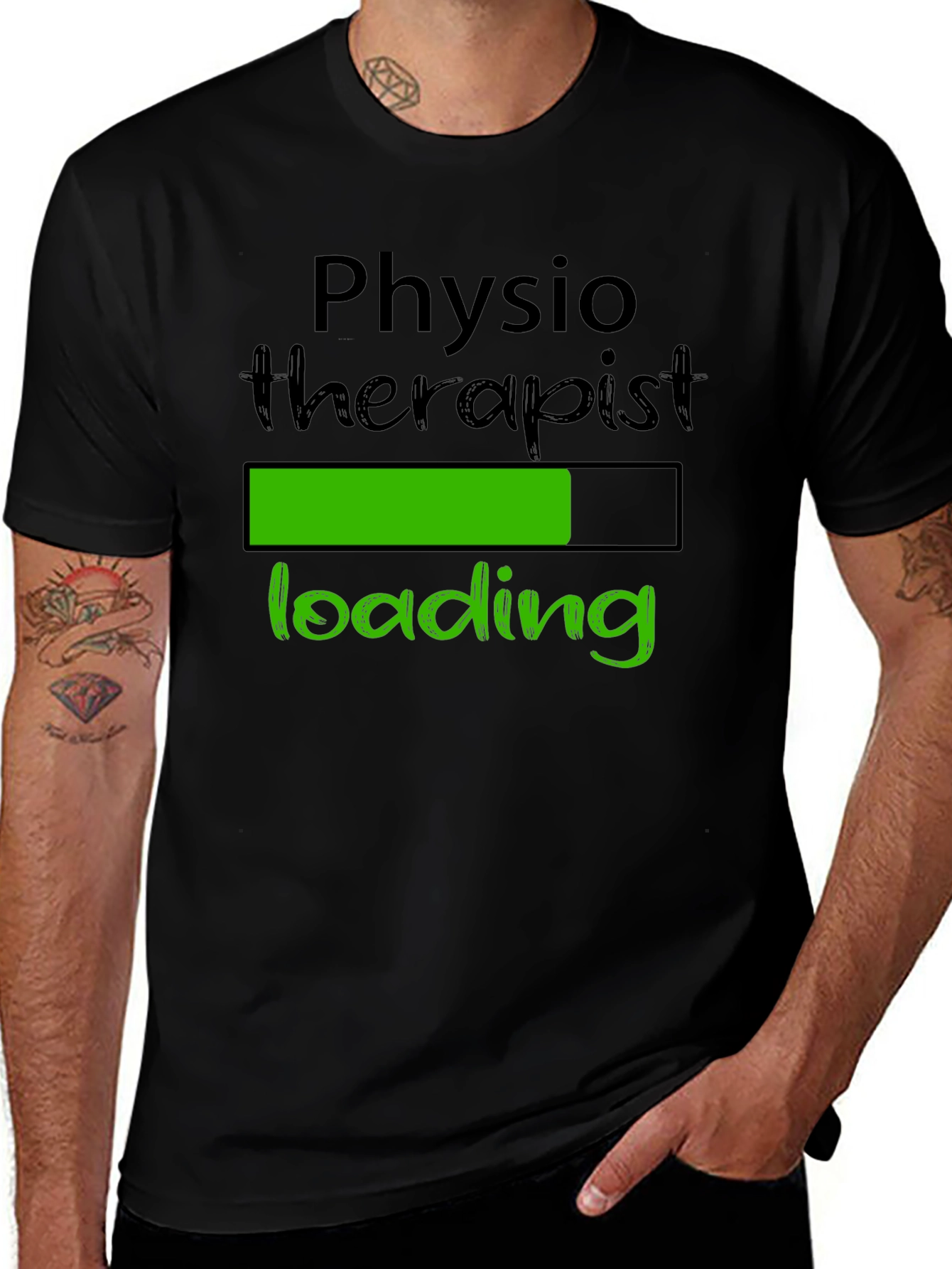 Variant 21 of Physiotherapist Loading T-Shirt - Black Cotton Tee