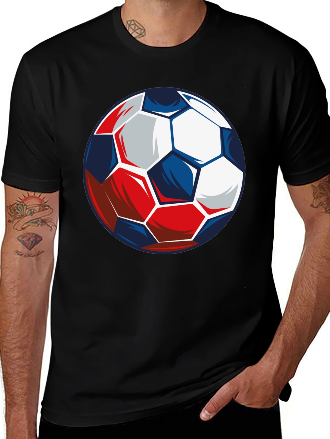 Variant 24 of Soccer Ball Graphic Tee - Black Cotton T-Shirt