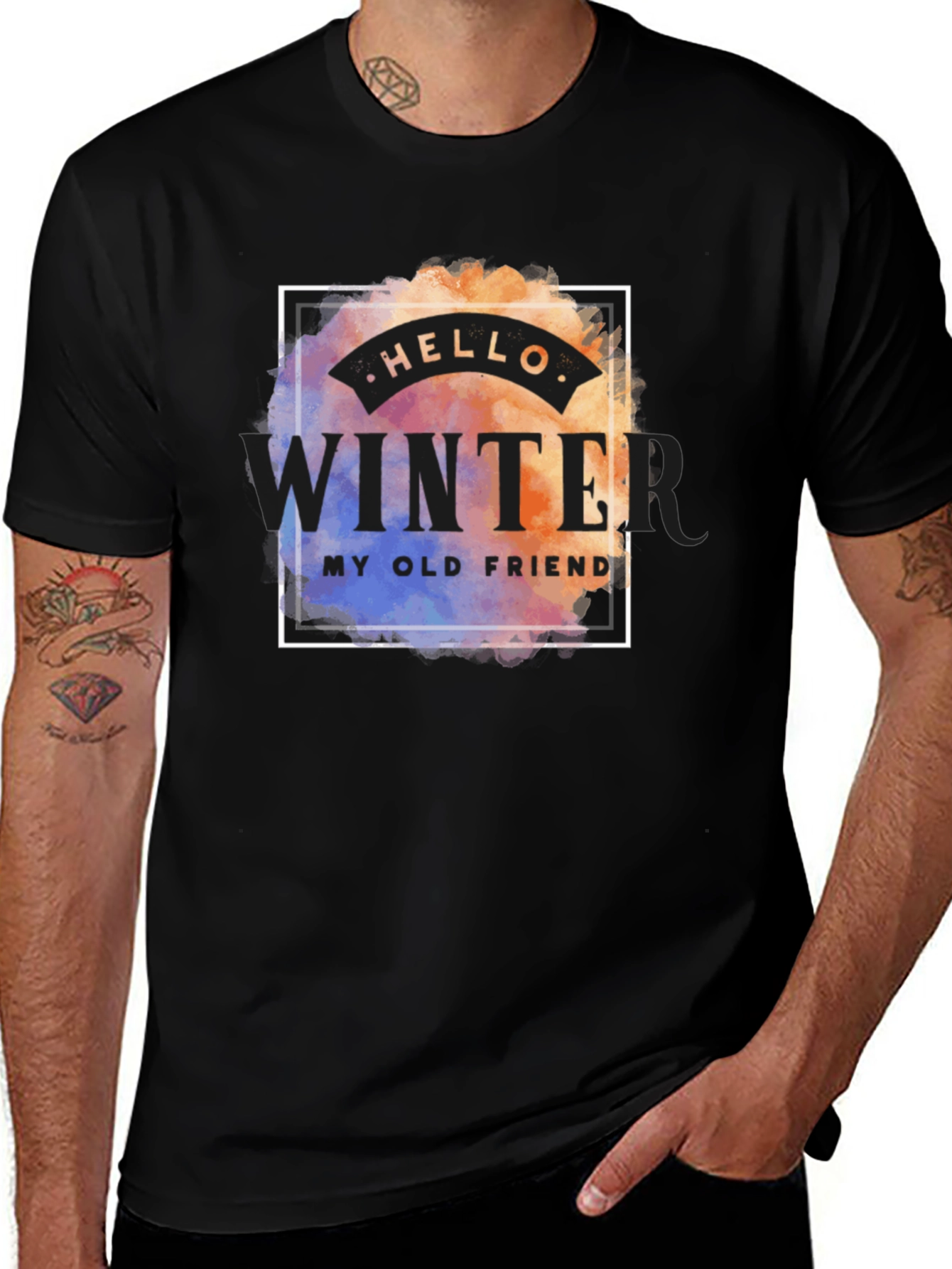 Variant 12 of Hello Winter Men's Graphic Tee - Black