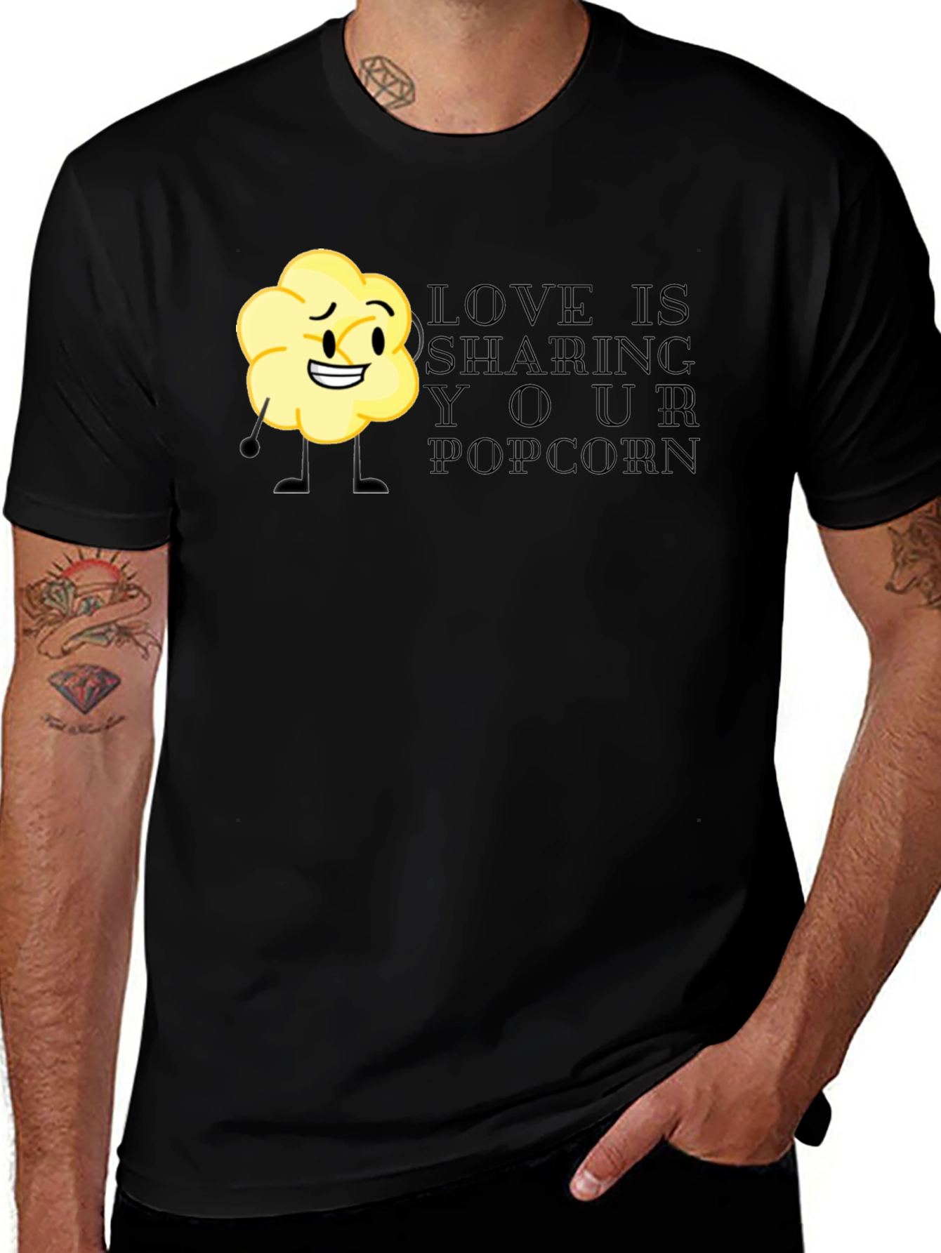 Variant 28 of Sharing Popcorn Black T-Shirt