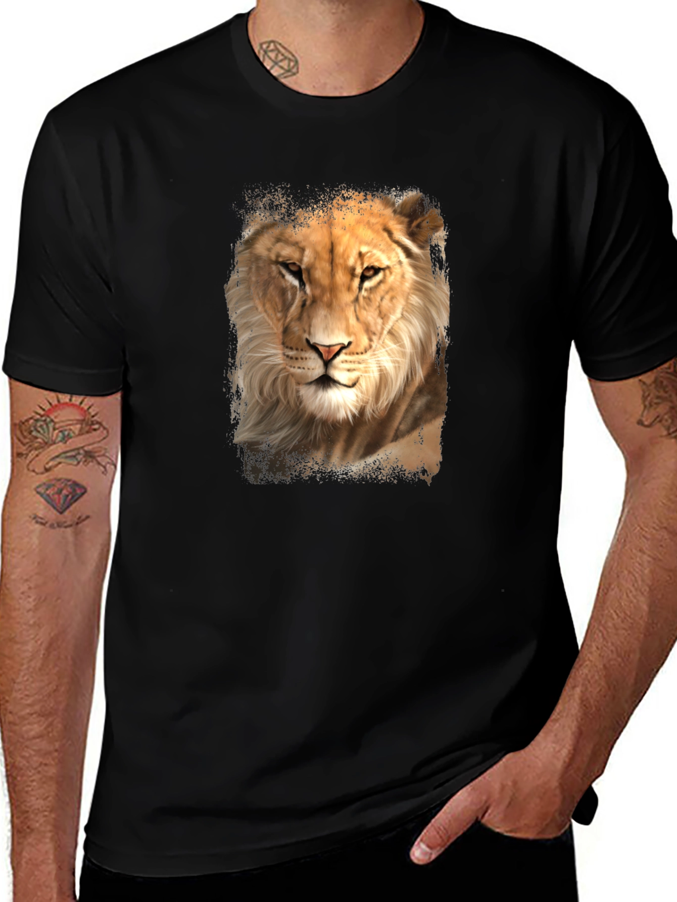 Variant 9 of Lion Graphic Tee - Black Casual T-Shirt