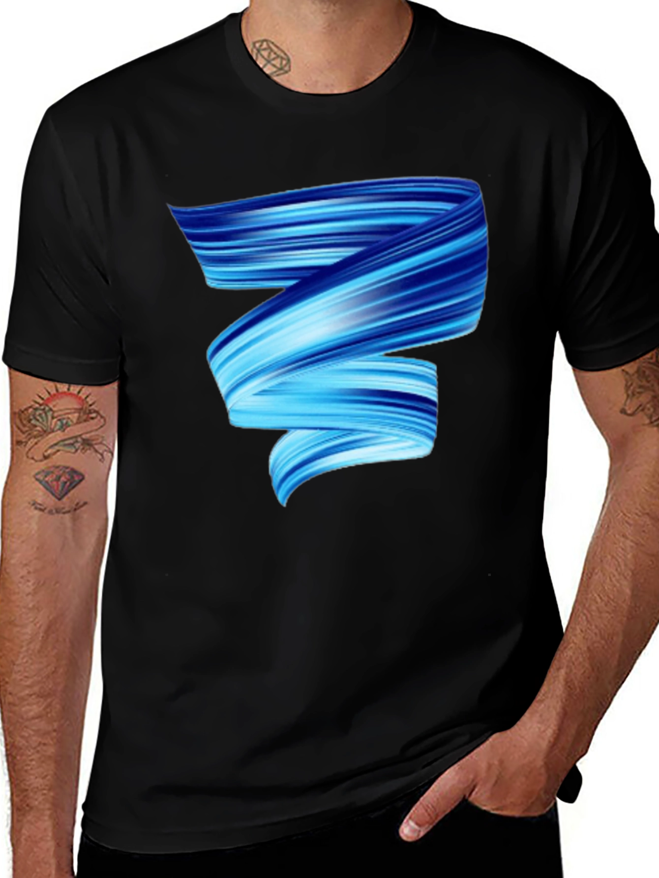 Black Modern Swirl Graphic Tee main image