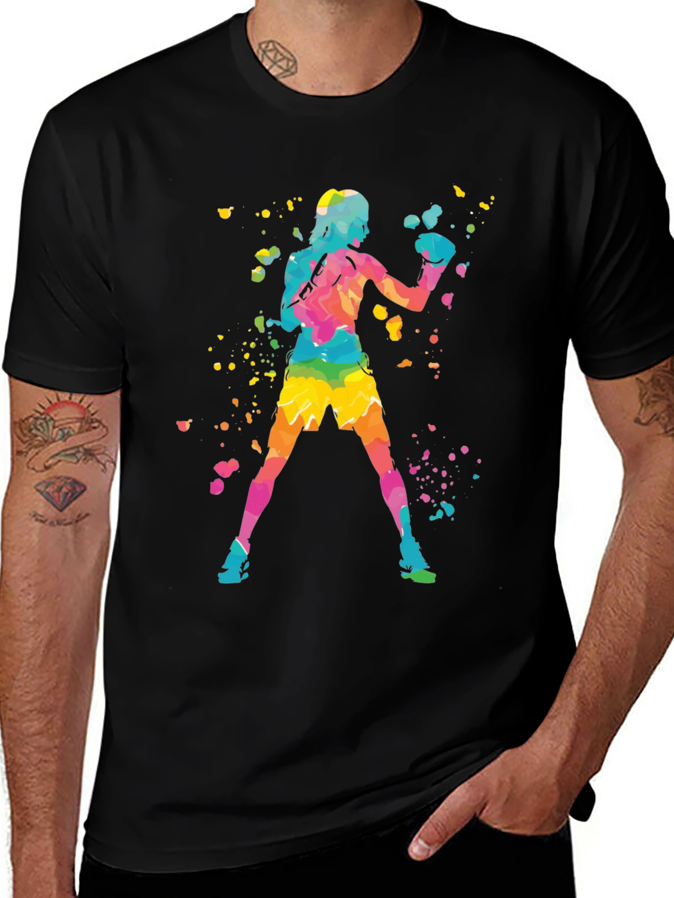 Variant 22 of Watercolor Boxer Graphic Print T-Shirt