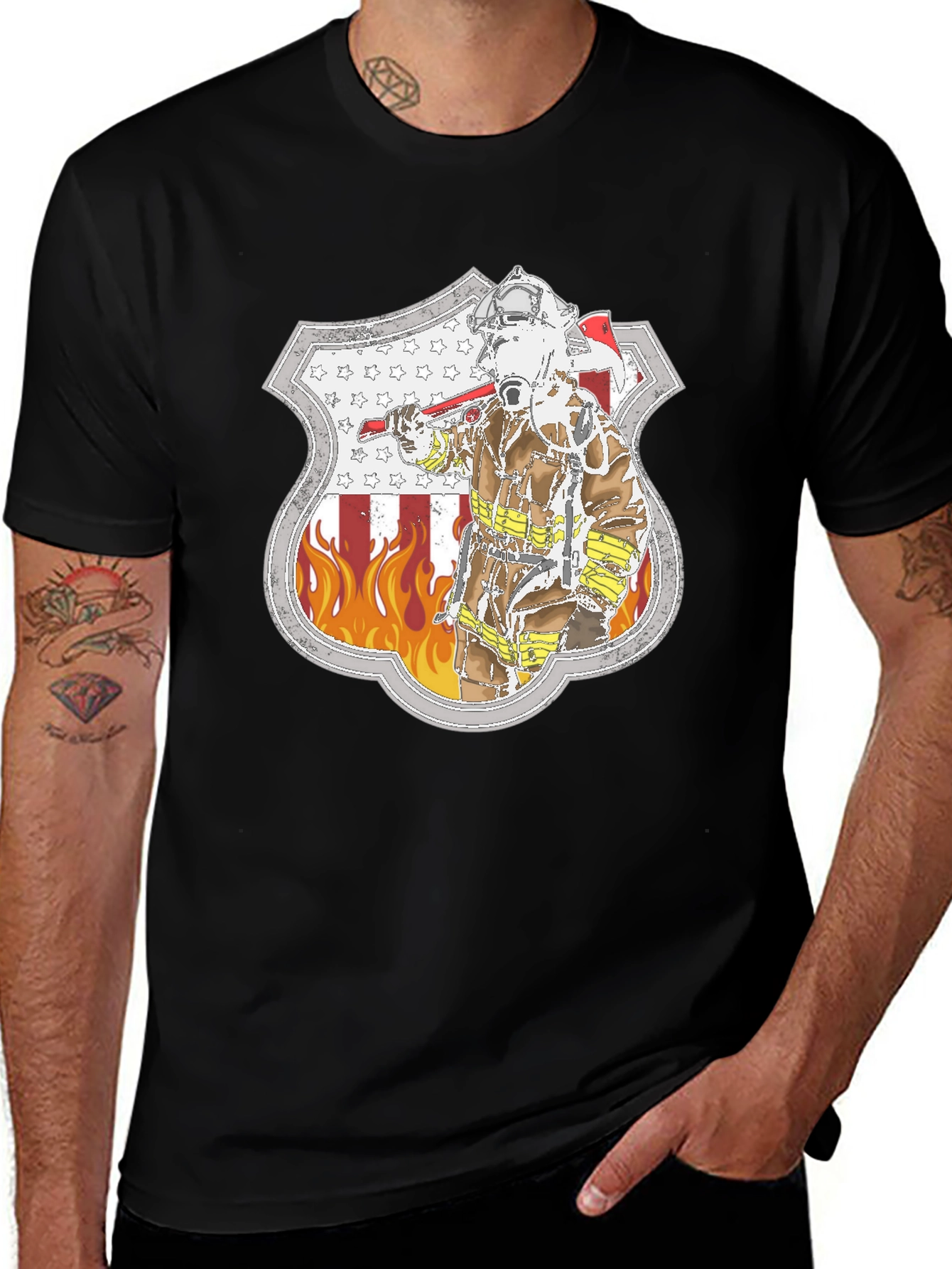 Variant 17 of Firefighter Shield Graphic T-Shirt