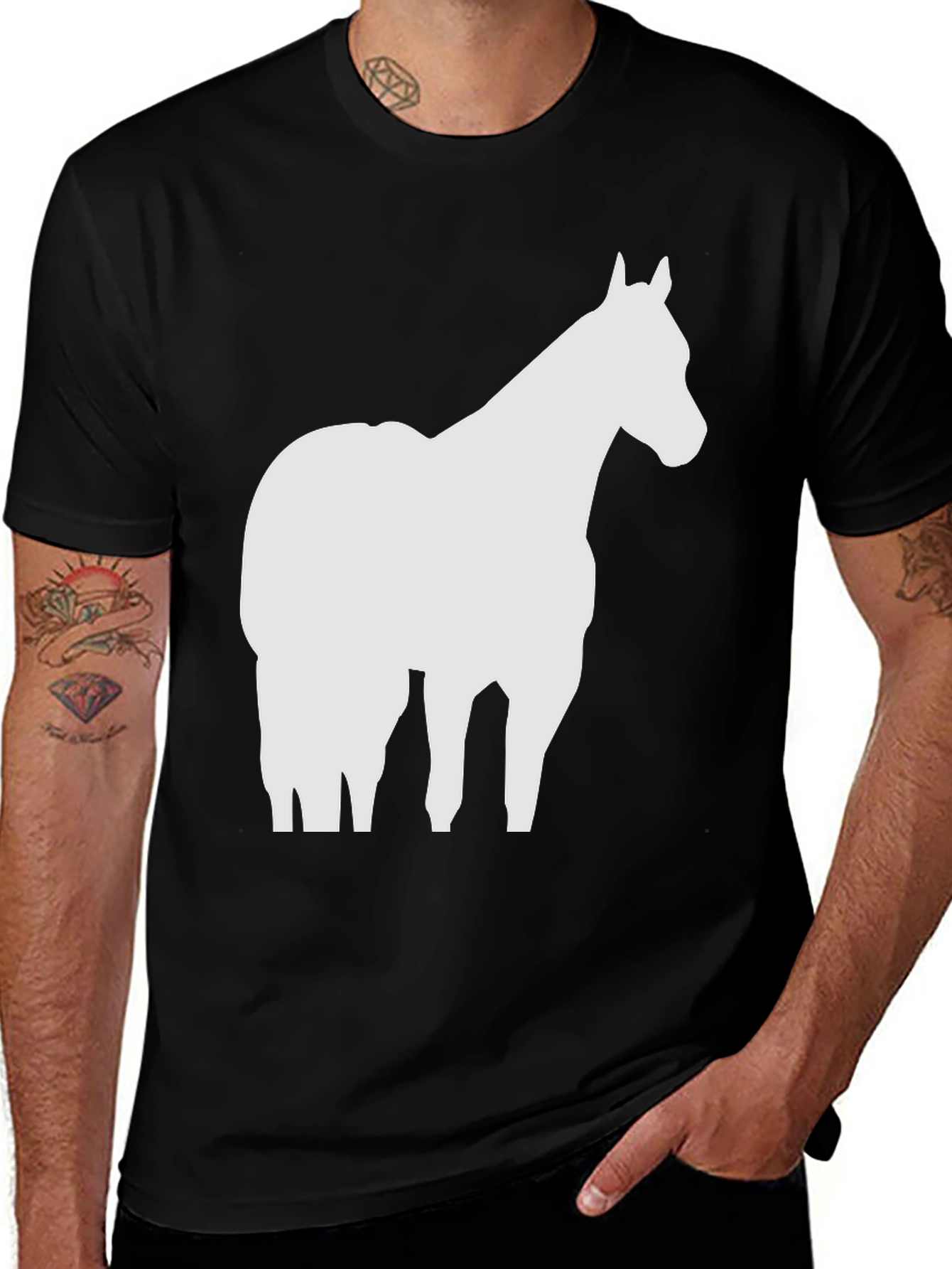Variant 9 of Horse Silhouette Graphic Tee - Black