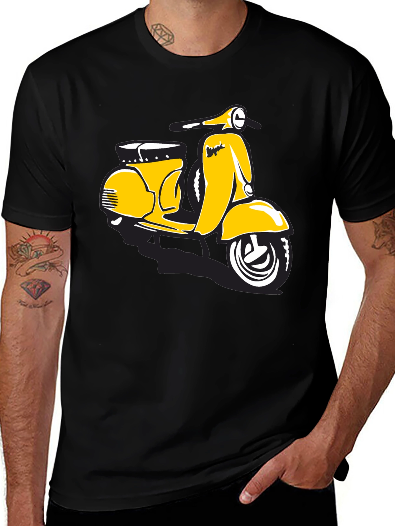 Variant 18 of Retro Scooter Graphic T-Shirt - Black