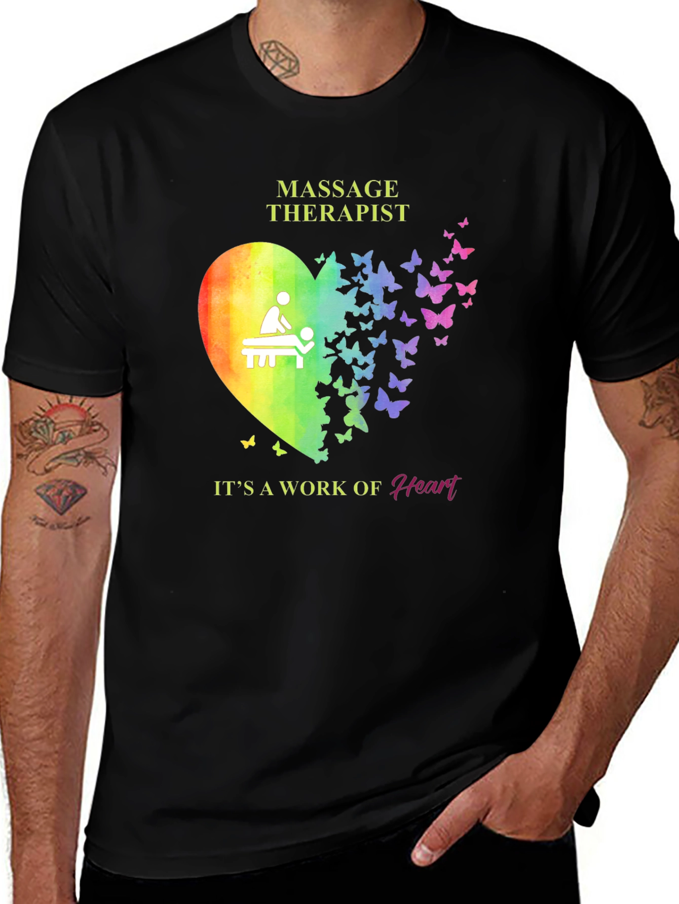 Variant 4 of Massage Therapist Heart Butterfly T-Shirt