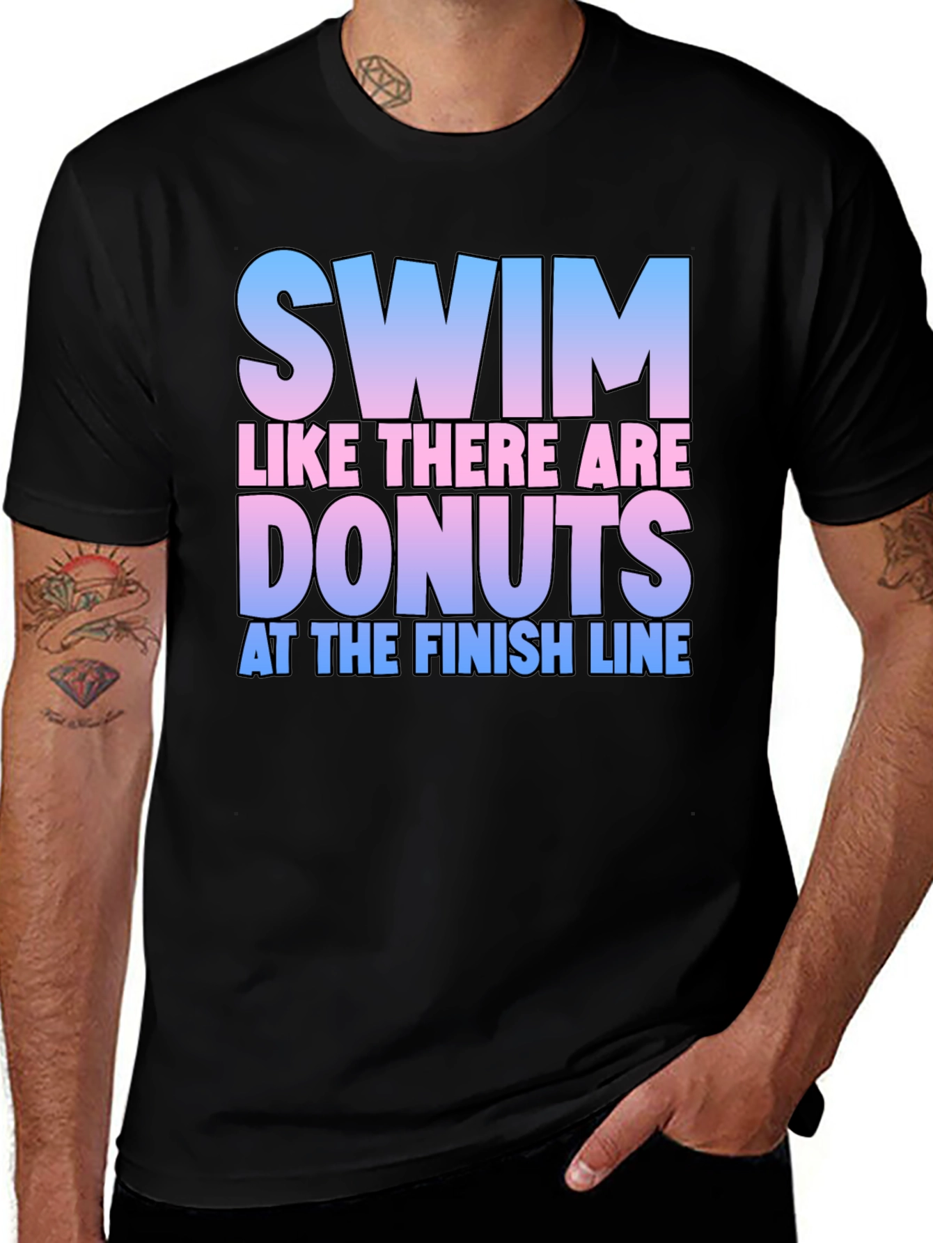 Variant 15 of Swim for Donuts Black Graphic T-Shirt