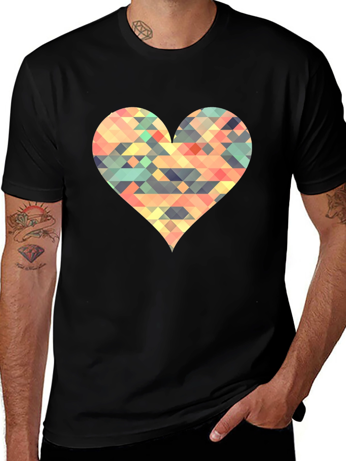 Variant 12 of Geometric Heart Black T-Shirt