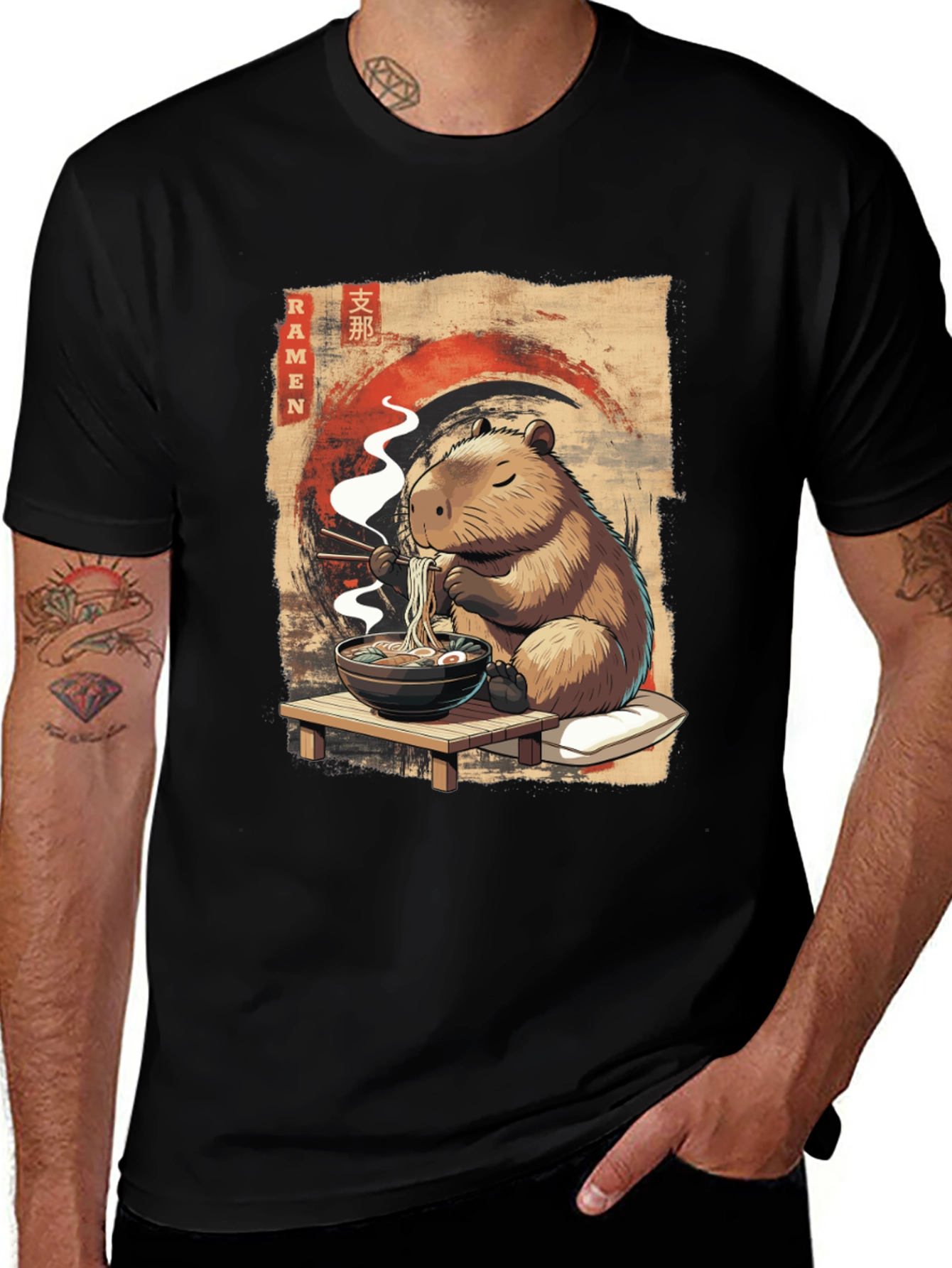 Variant 9 of Capybara Ramen T-Shirt - Cute Anime Style