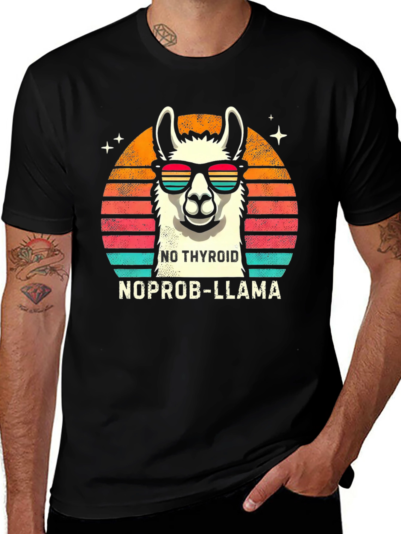 Variant 19 of No Thyroid Noprobl-Llama Graphic Tee