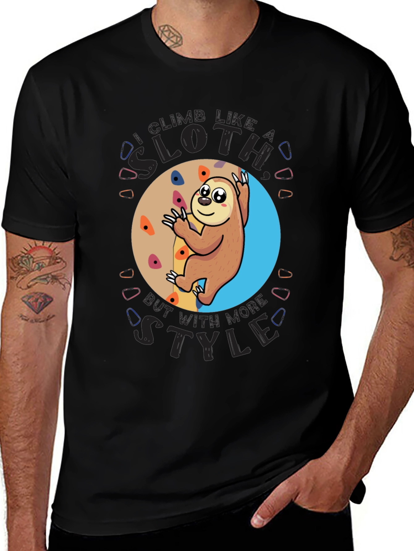 Variant 16 of Climbing Sloth Graphic Tee - Stylish Rock Climbing Shirt