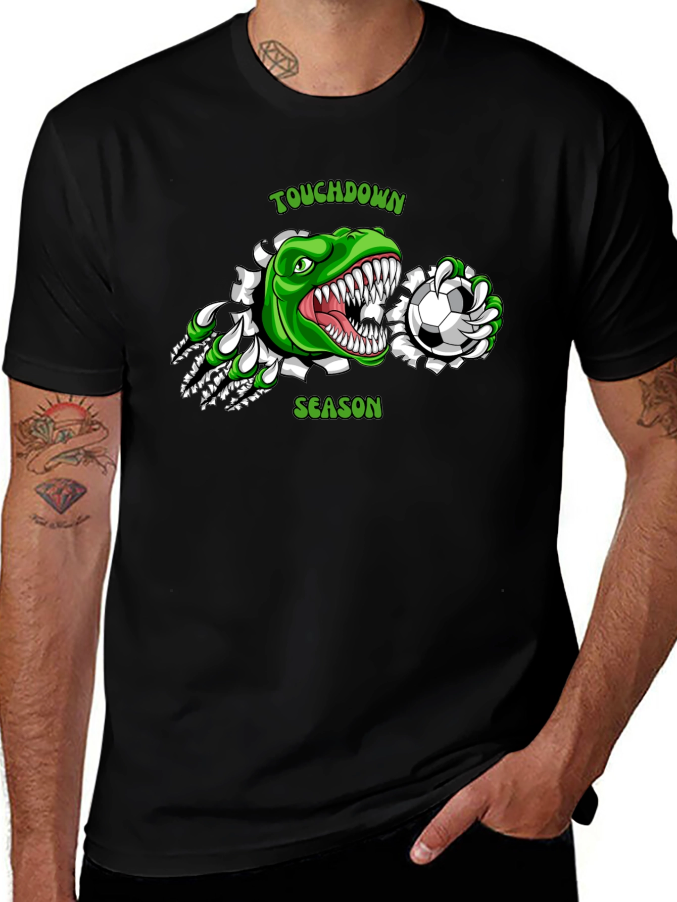 Variant 27 of Touchdown Season Dinosaur Soccer T-Shirt