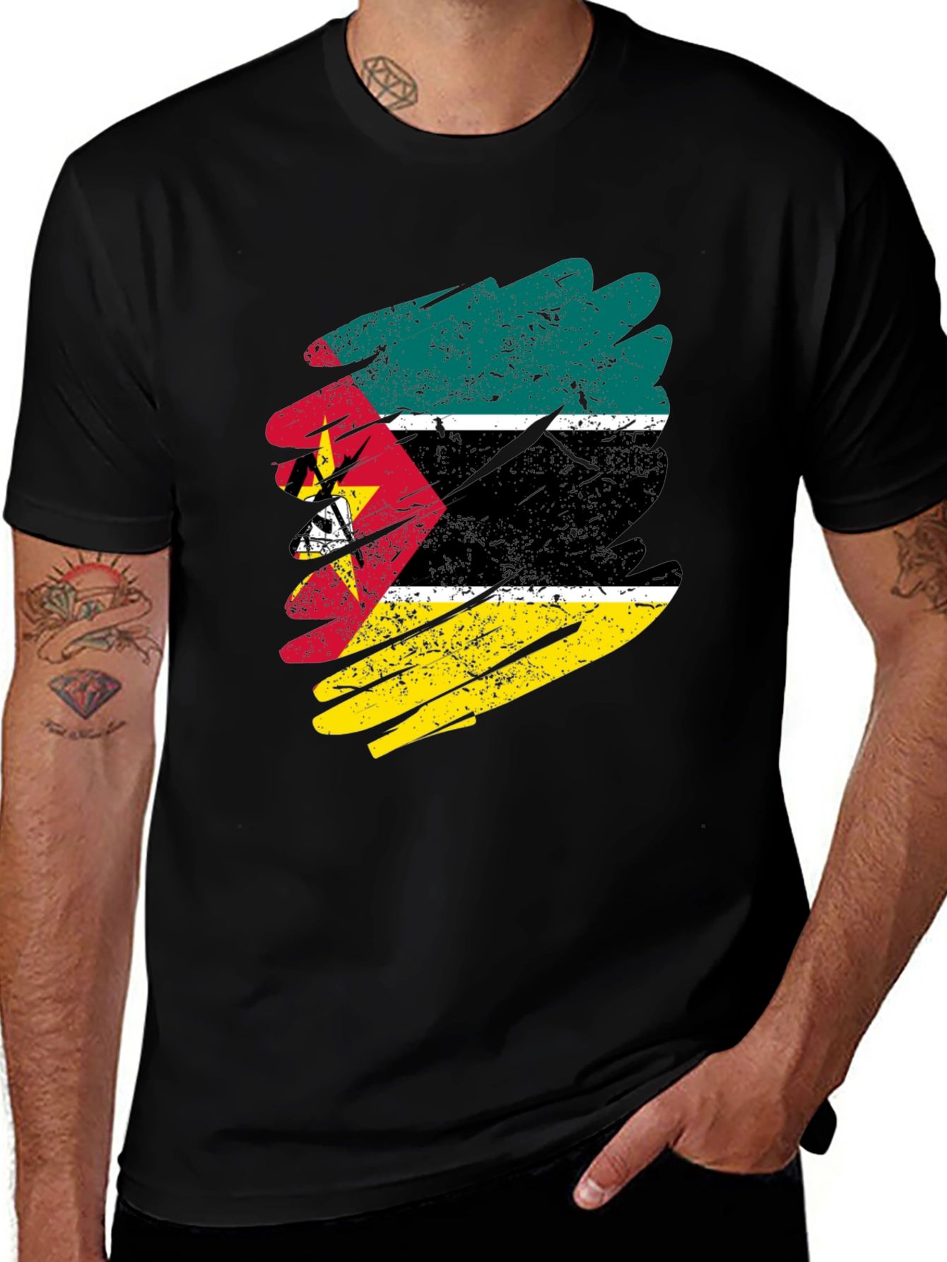 Variant 22 of Mozambique Flag Brush Stroke T-Shirt