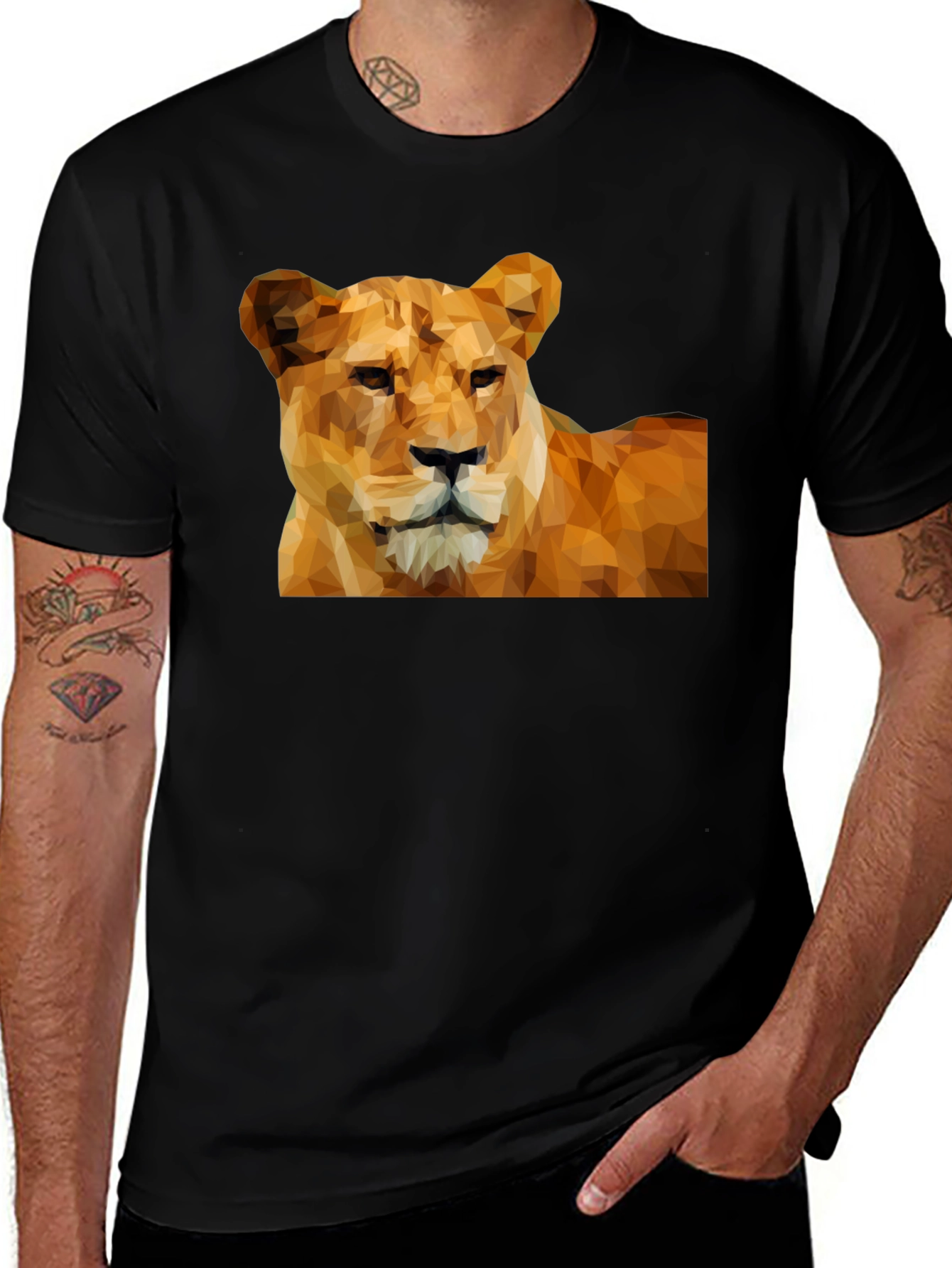Variant 30 of Geometric Lion Graphic Tee - Black