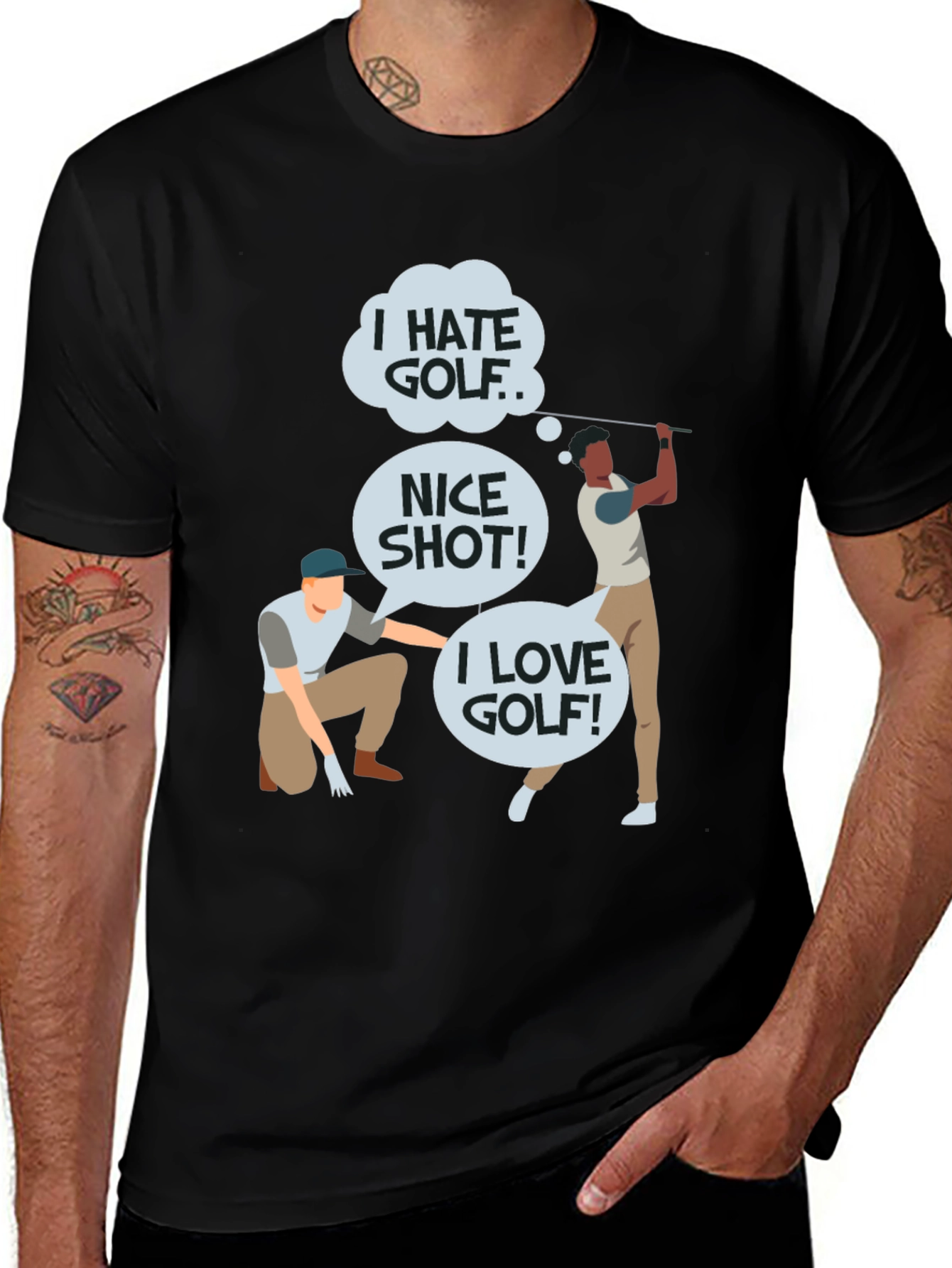 Variant 14 of Golf Humor T-Shirt: I Hate Golf, I Love Golf