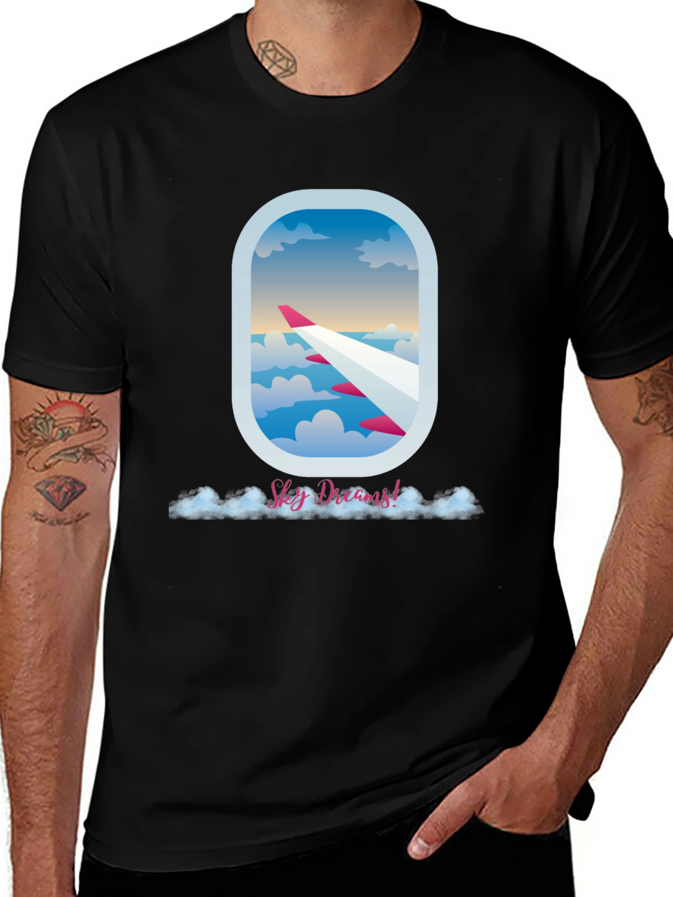 Variant 12 of Sky Dreams Airplane Window Graphic T-Shirt