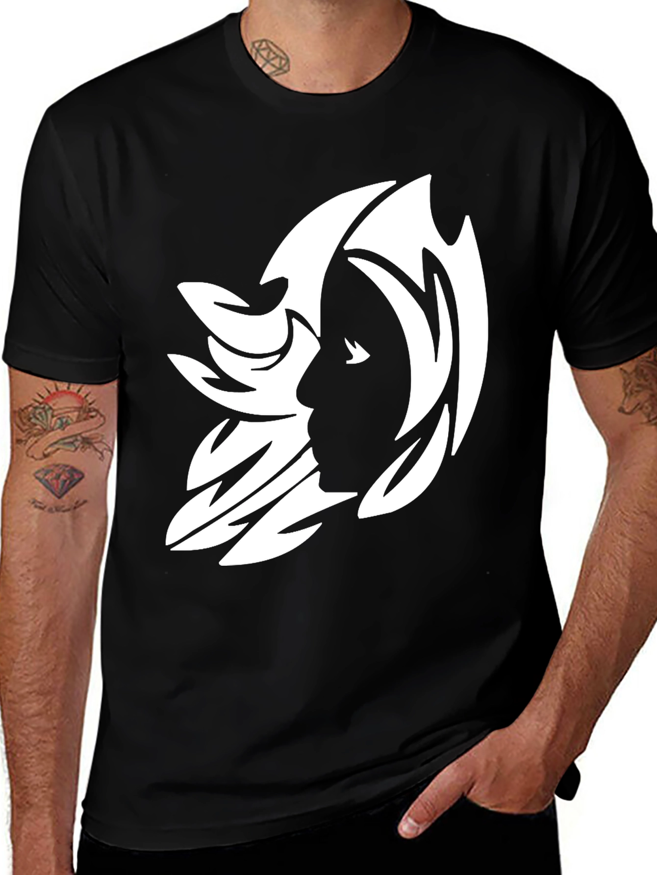 Variant 5 of Abstract Silhouette Graphic Tee - Black