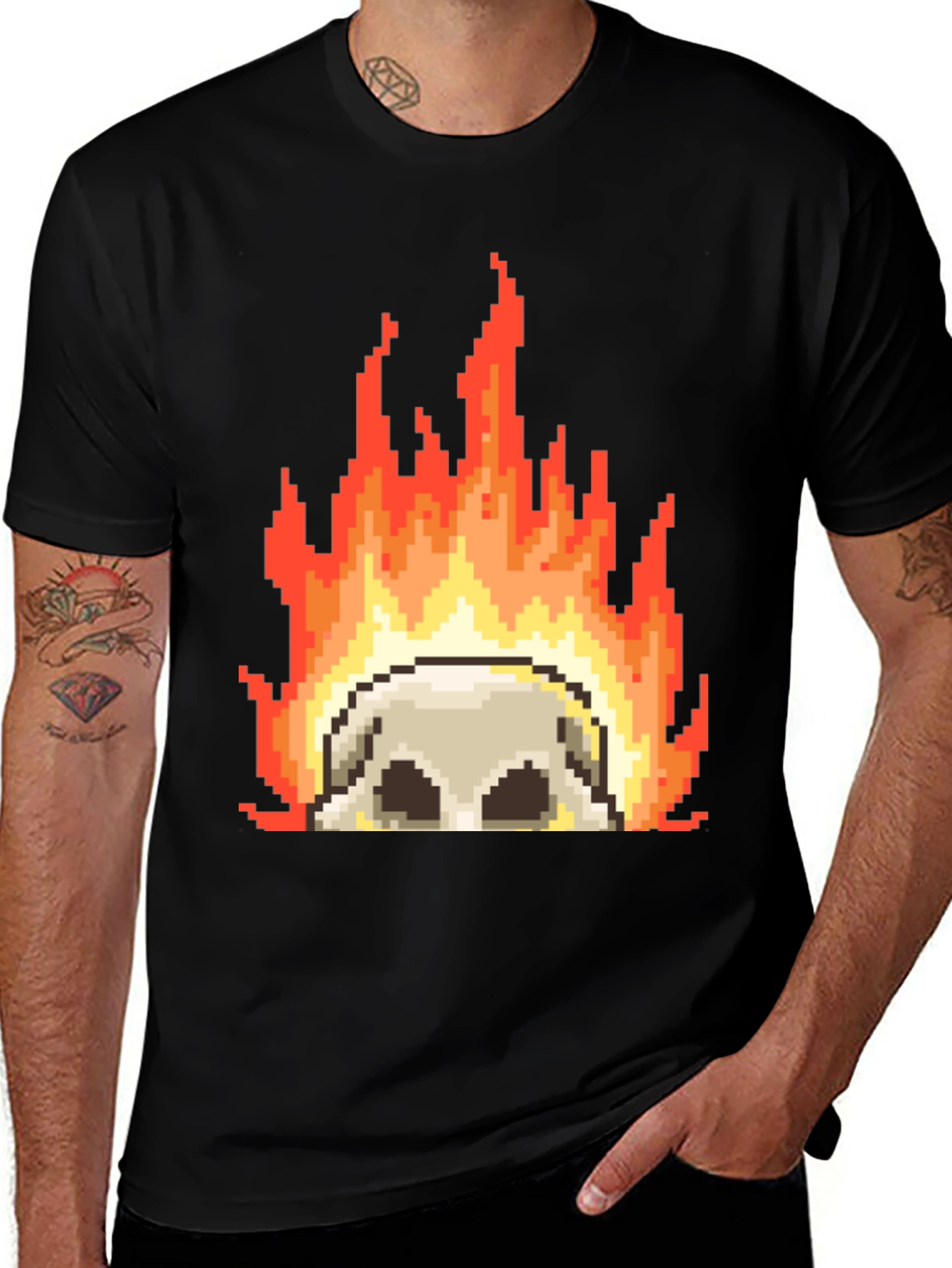 Variant 28 of Pixel Art Skull Tee - Retro Gaming Style