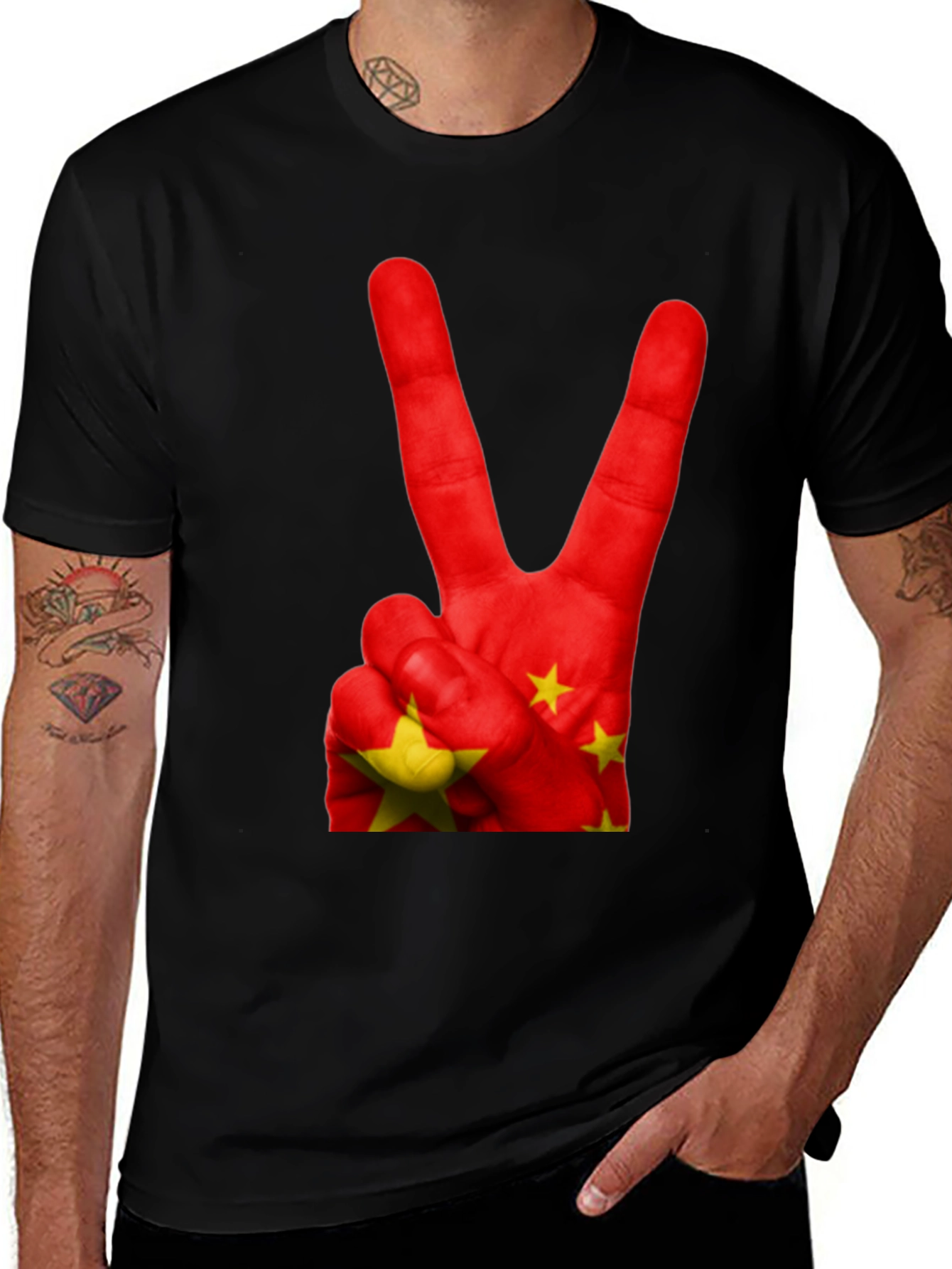 Variant 29 of China Flag Peace Sign Graphic T-Shirt