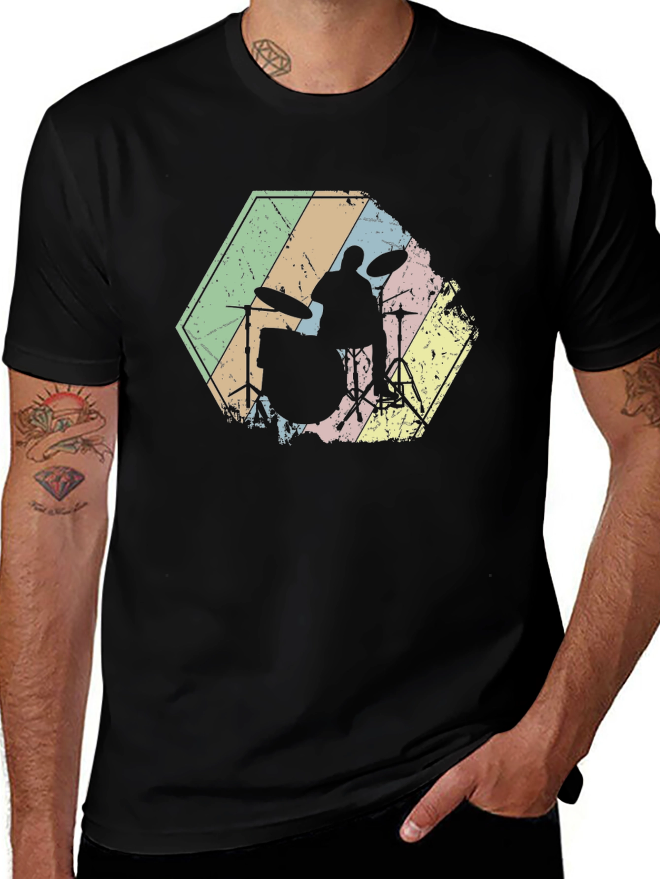 Variant 19 of Retro Drummer T-Shirt - Vintage Style Music Tee