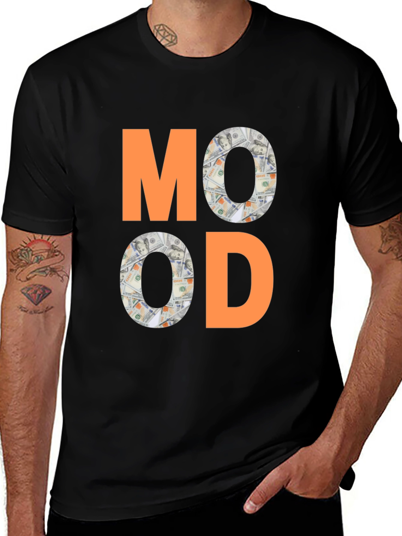 Variant 4 of Mood Money Graphic Tee - Black Cotton T-Shirt
