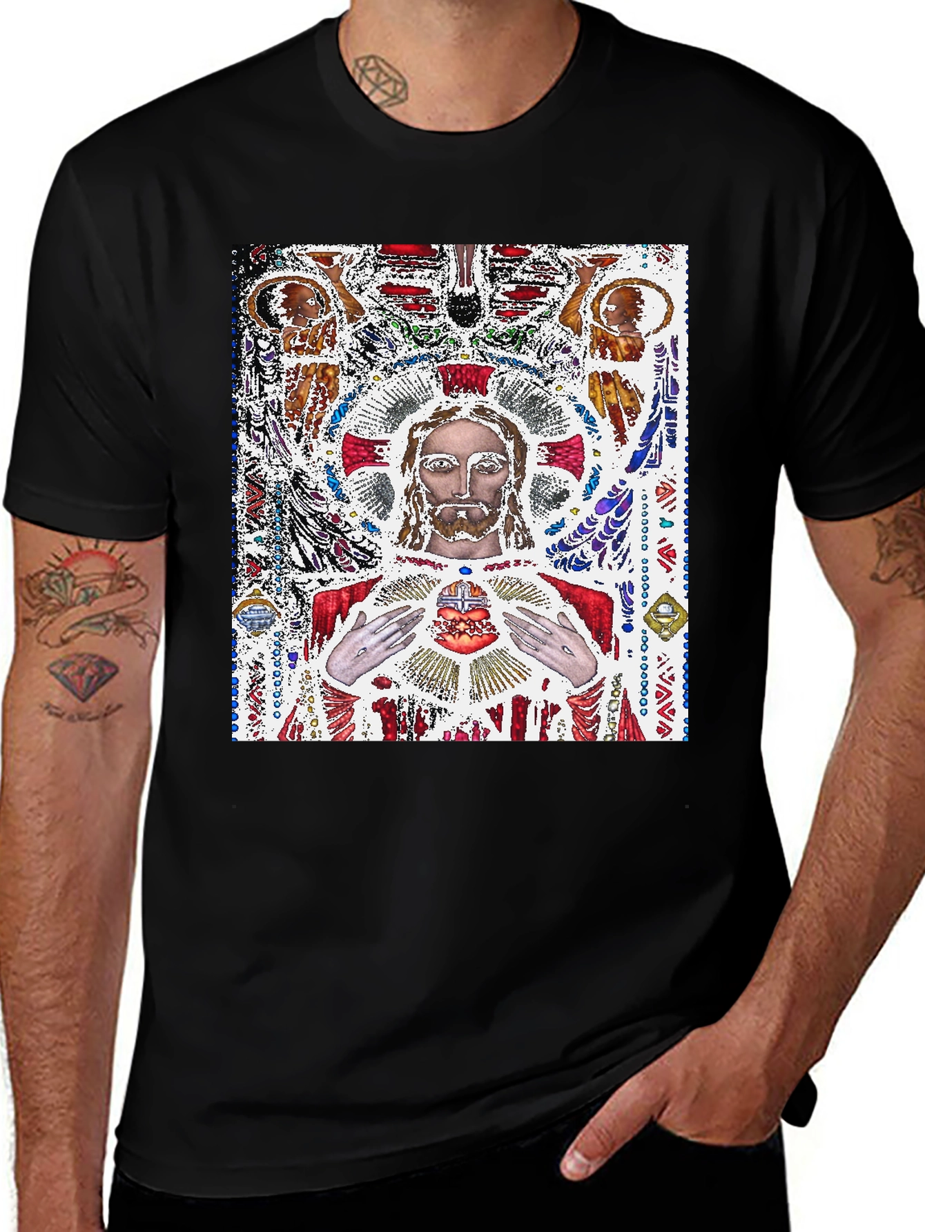 Variant 20 of Religious Art Graphic Tee - Black