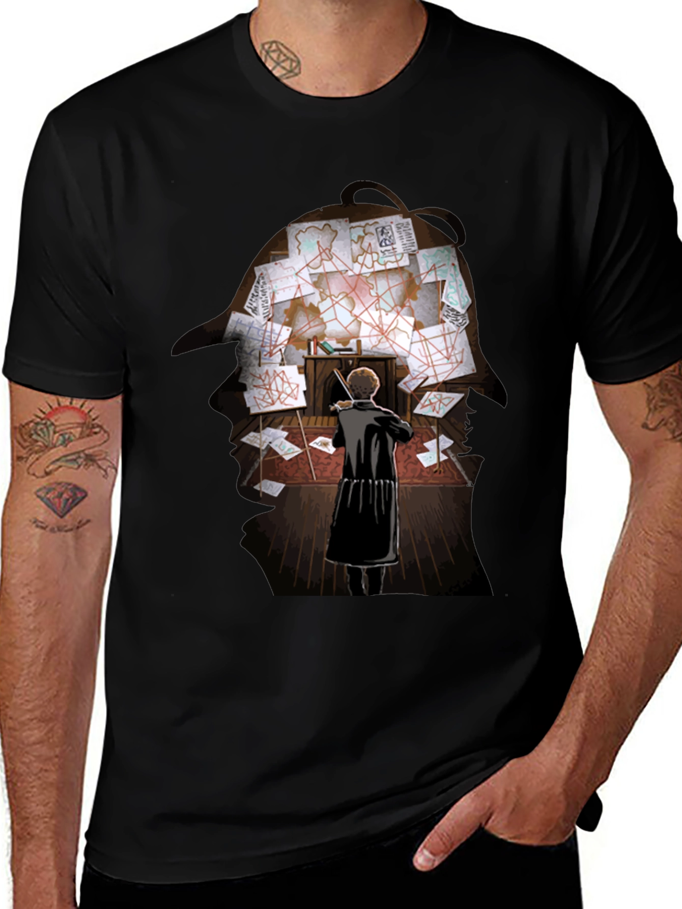Sherlock Holmes Violinist Black T-Shirt