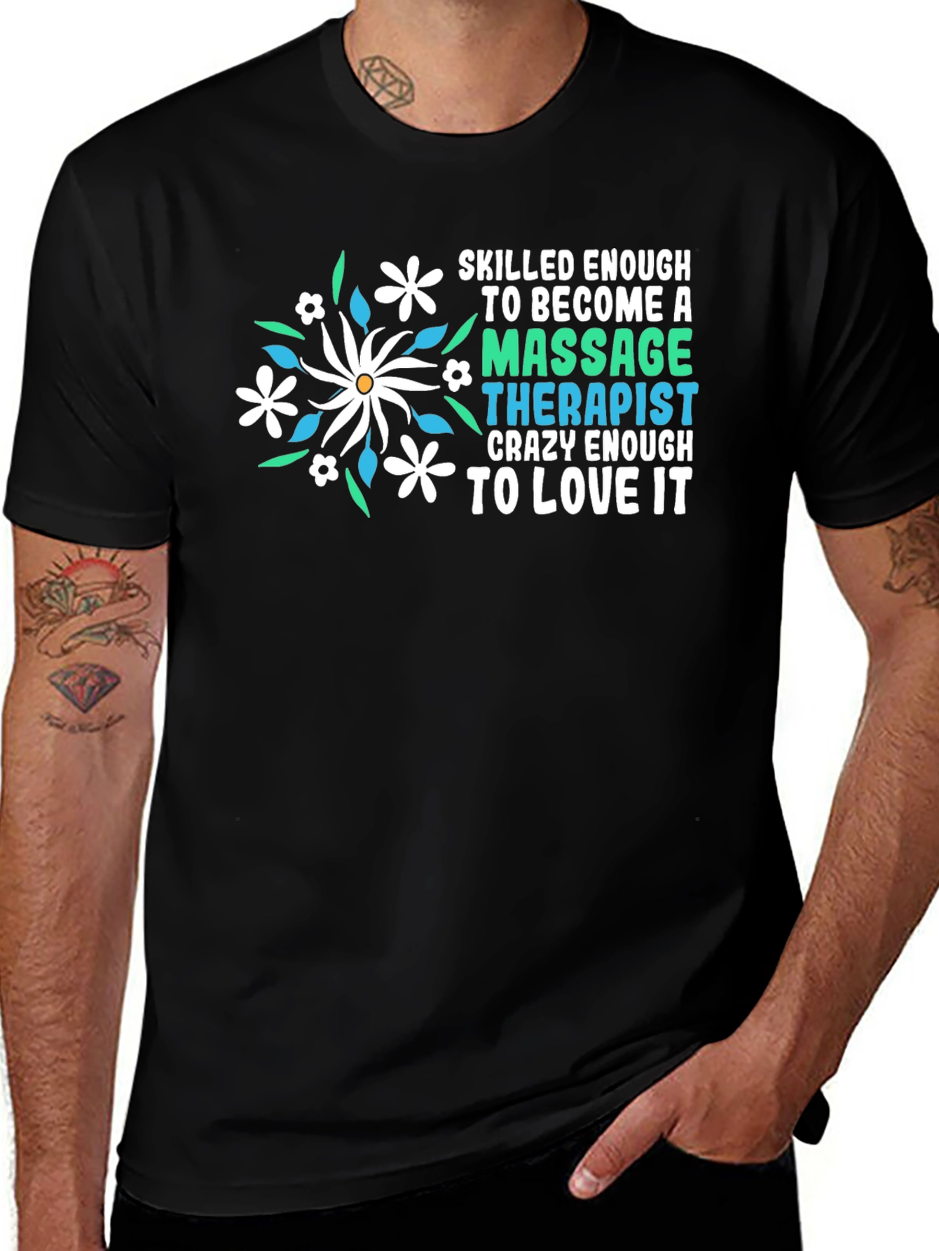 Variant 25 of Massage Therapist T-Shirt Floral Design