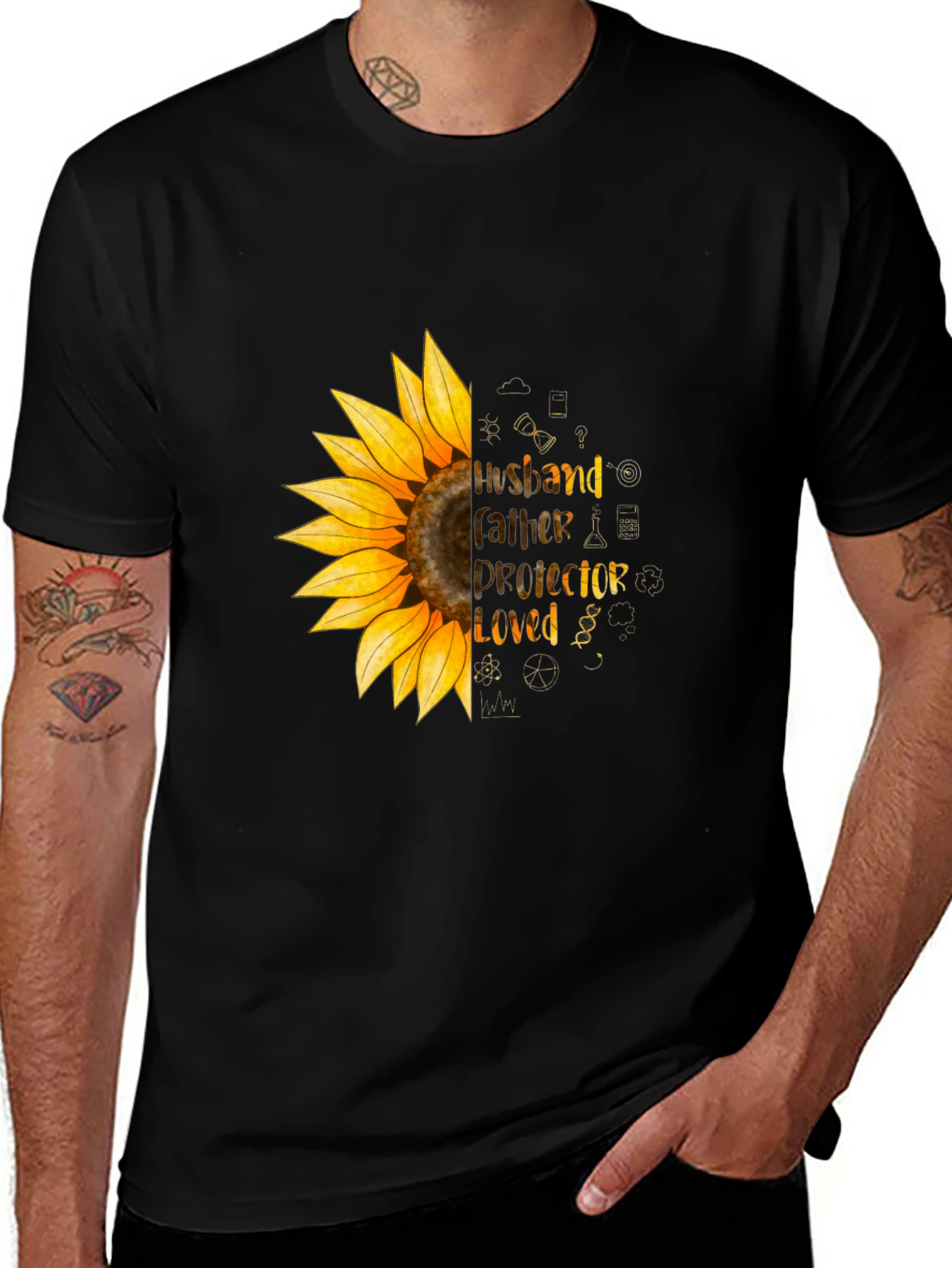 Variant 20 of Husband Father Protector Loved Sunflower T-Shirt