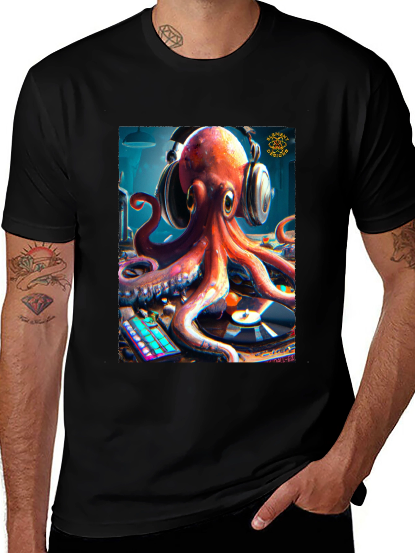 Variant 4 of DJ Octopus Graphic Tee