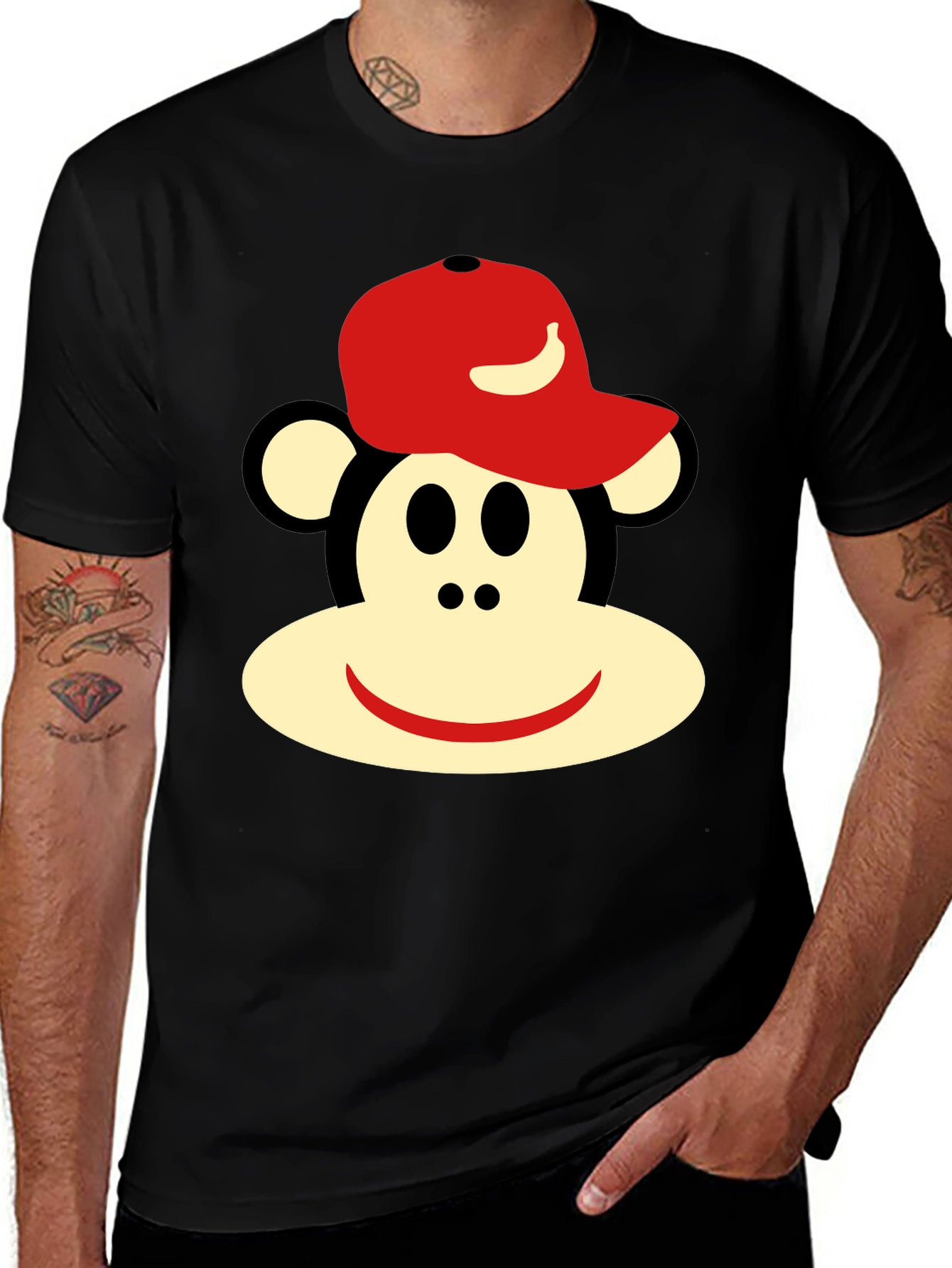 Variant 17 of Monkey Face Graphic Tee - Casual Black T-Shirt