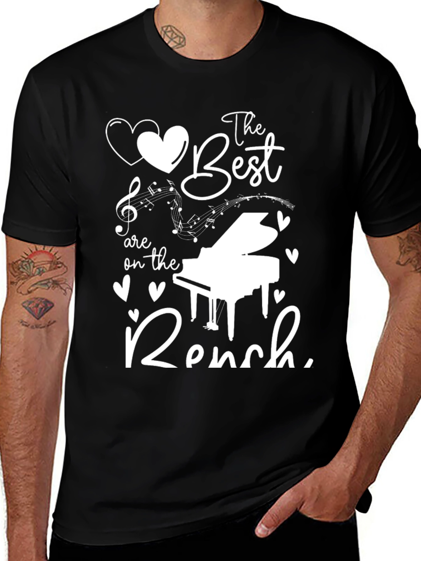 Variant 3 of The Best are on the Bench T-Shirt Music Piano Tee